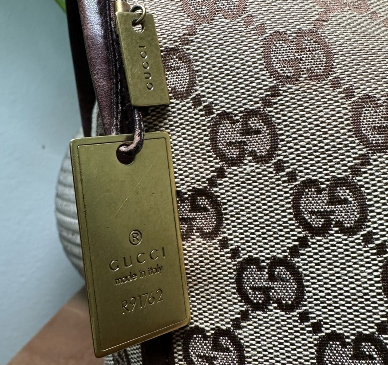 GUCCI GG Canvas Leather crossbody Shoulder Bag