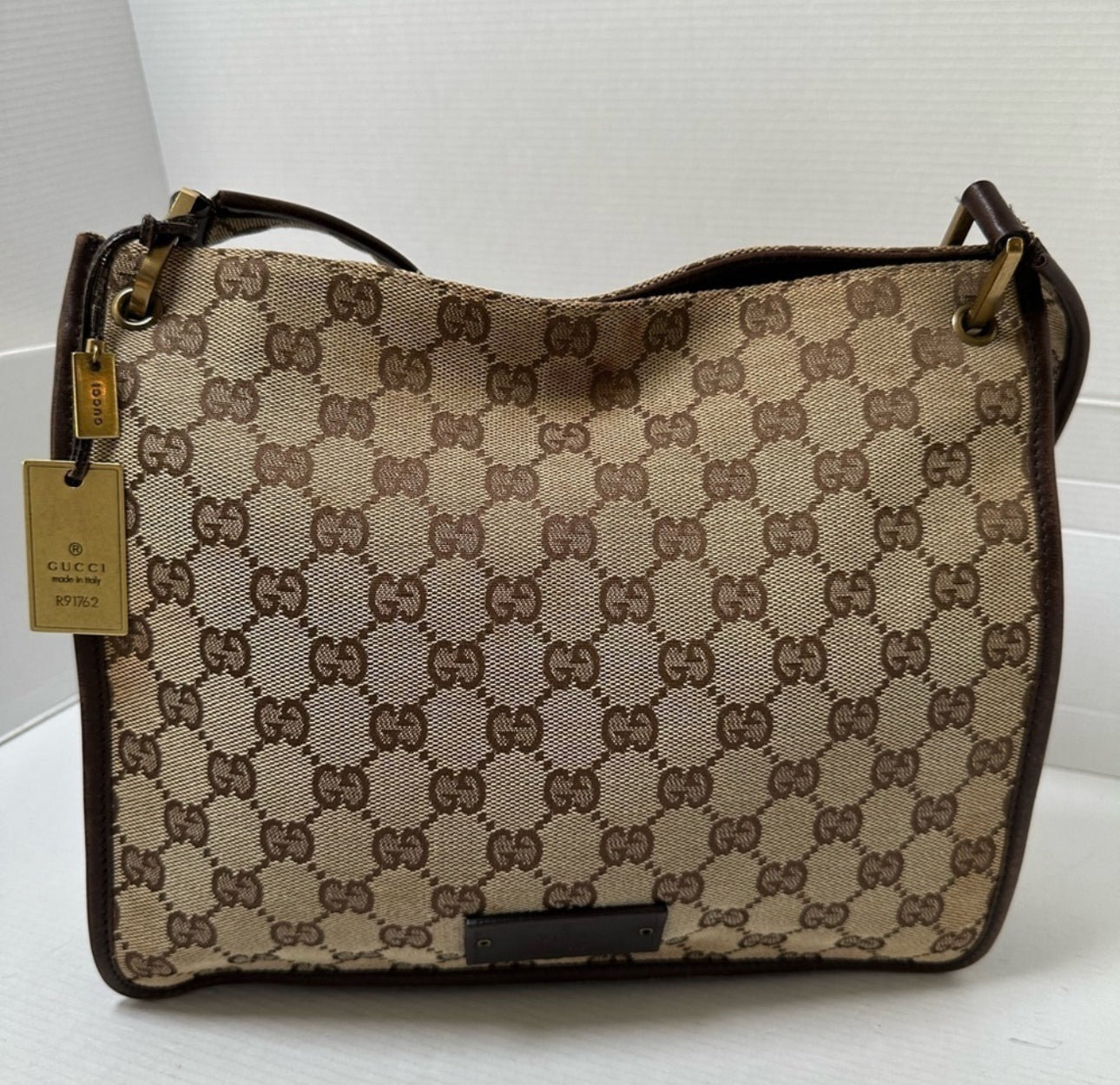 GUCCI GG Canvas Leather crossbody Shoulder Bag
