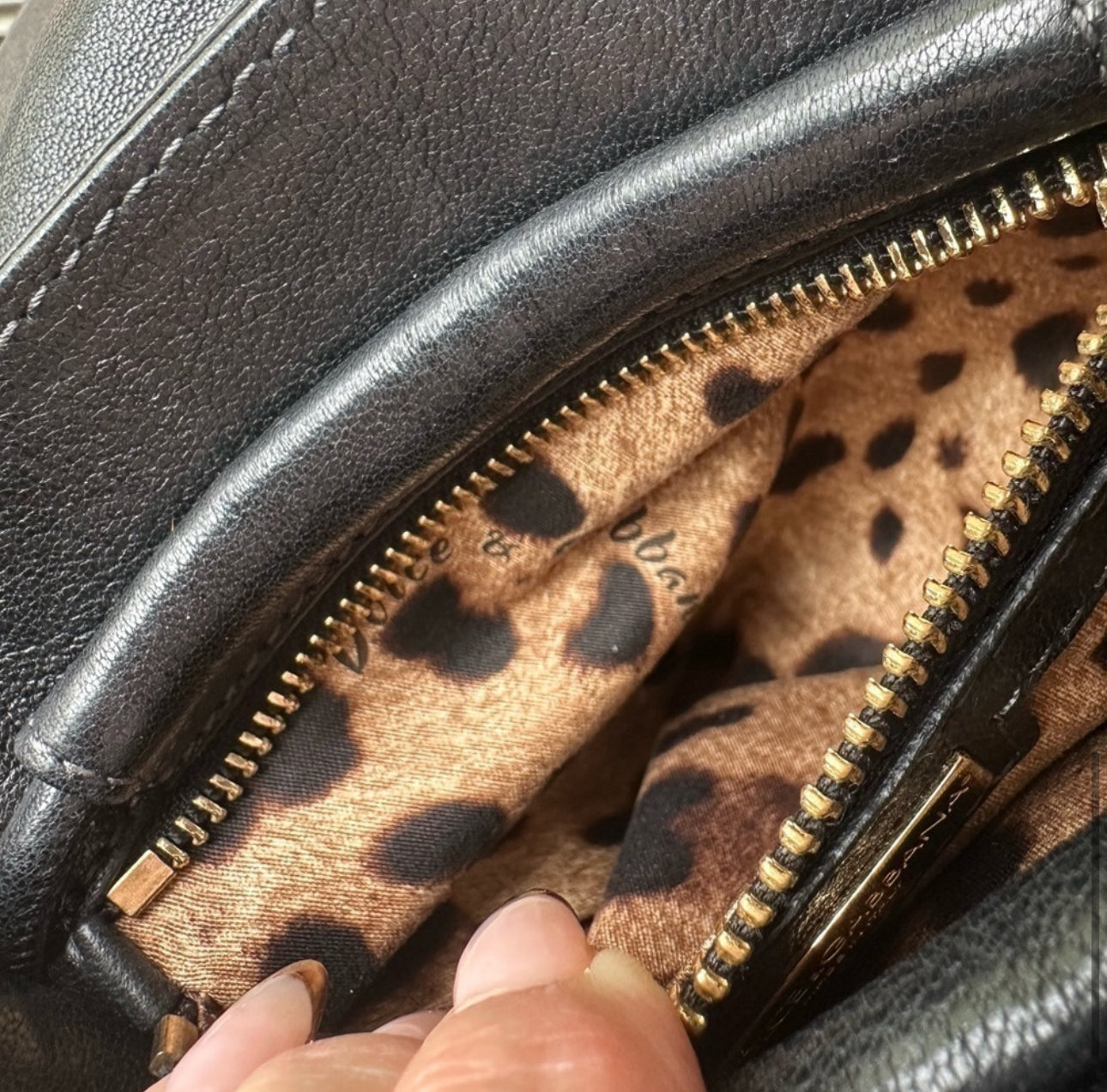 Dolce & Gabbana Black/Beige Lace and Leather Miss Dolce Top Handle Bag SMALL