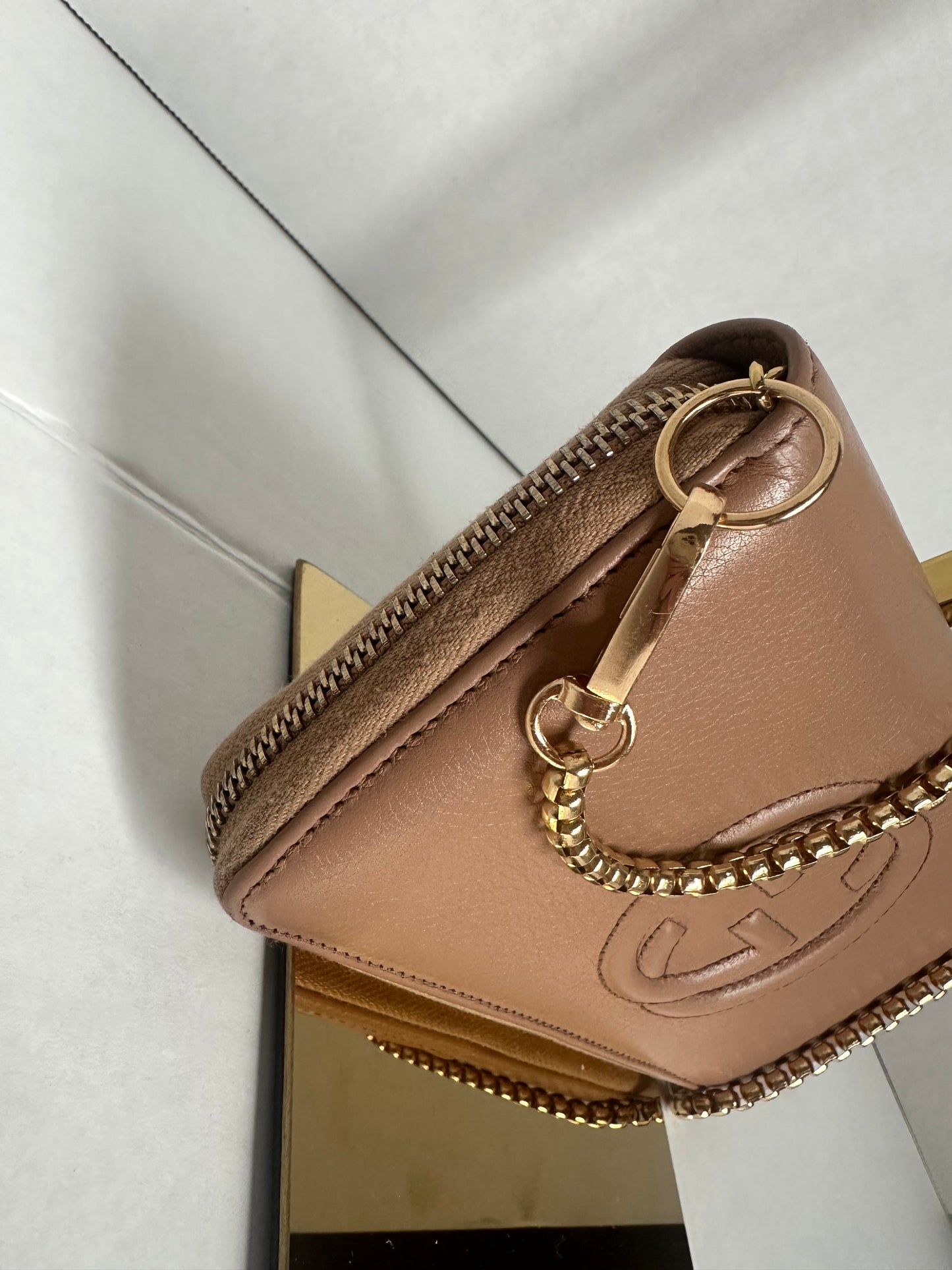 Gucci Soho Leather Long Zip Around Wallet Beige