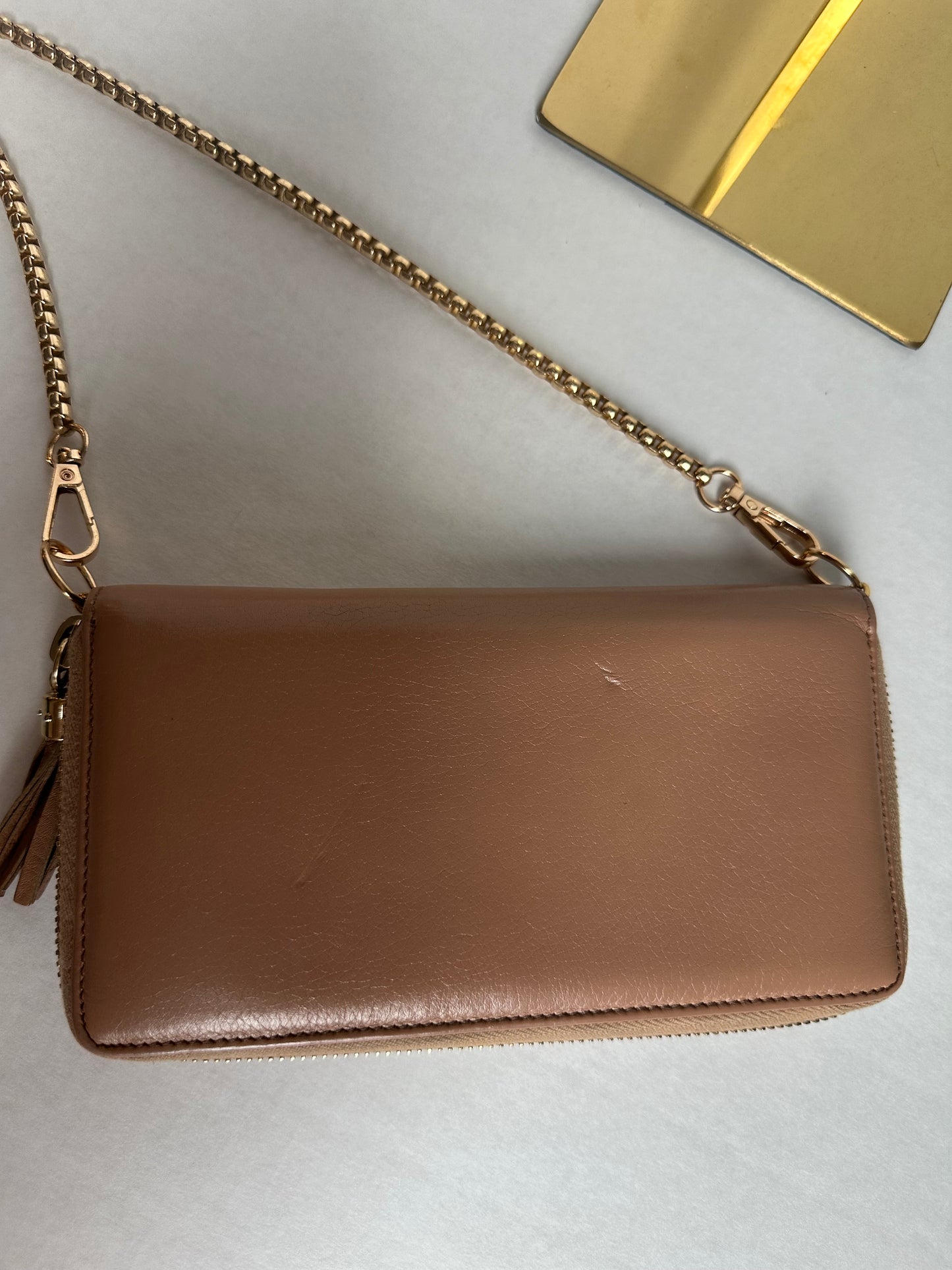 Gucci Soho Leather Long Zip Around Wallet Beige