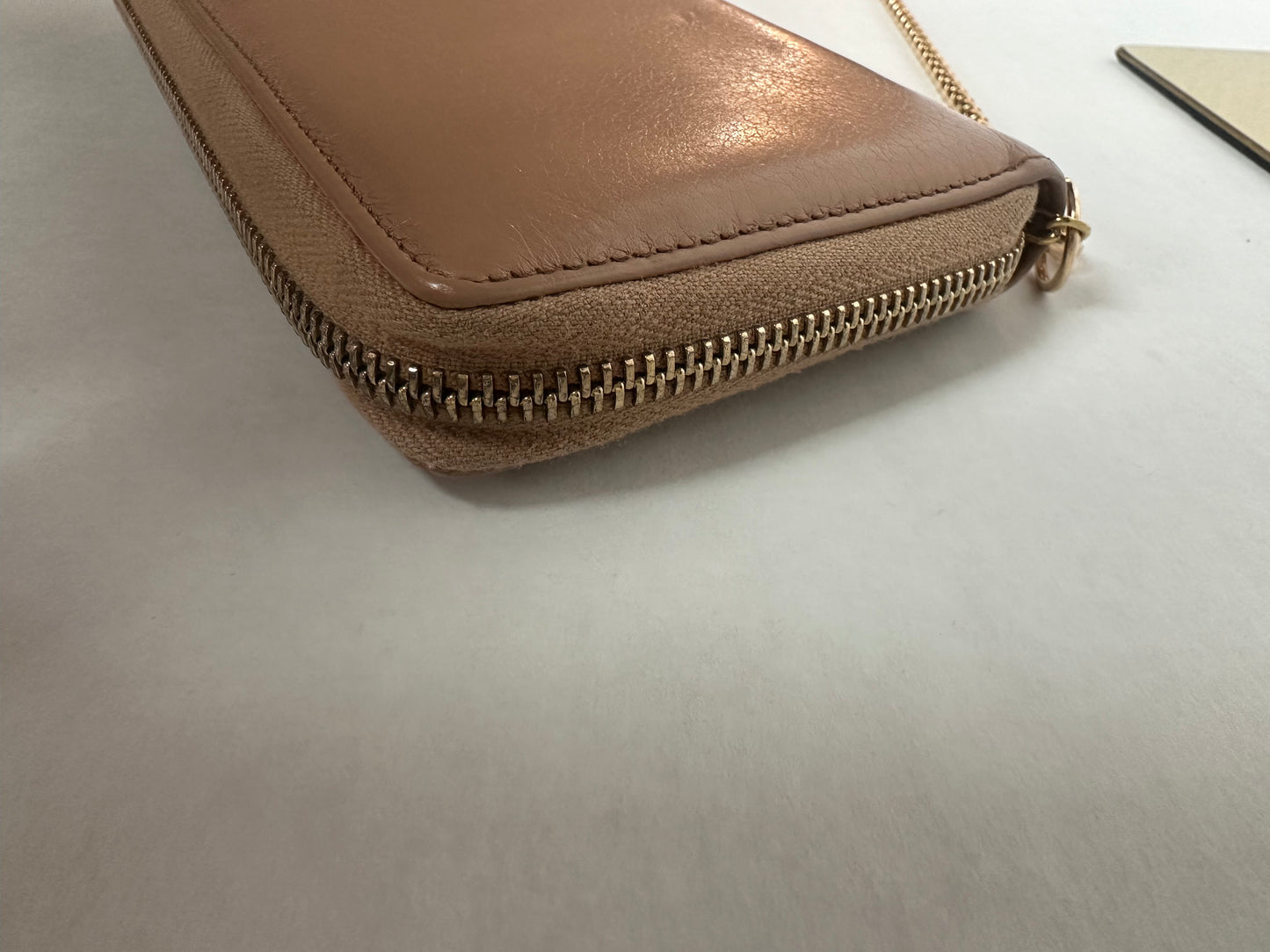 Gucci Soho Leather Long Zip Around Wallet Beige