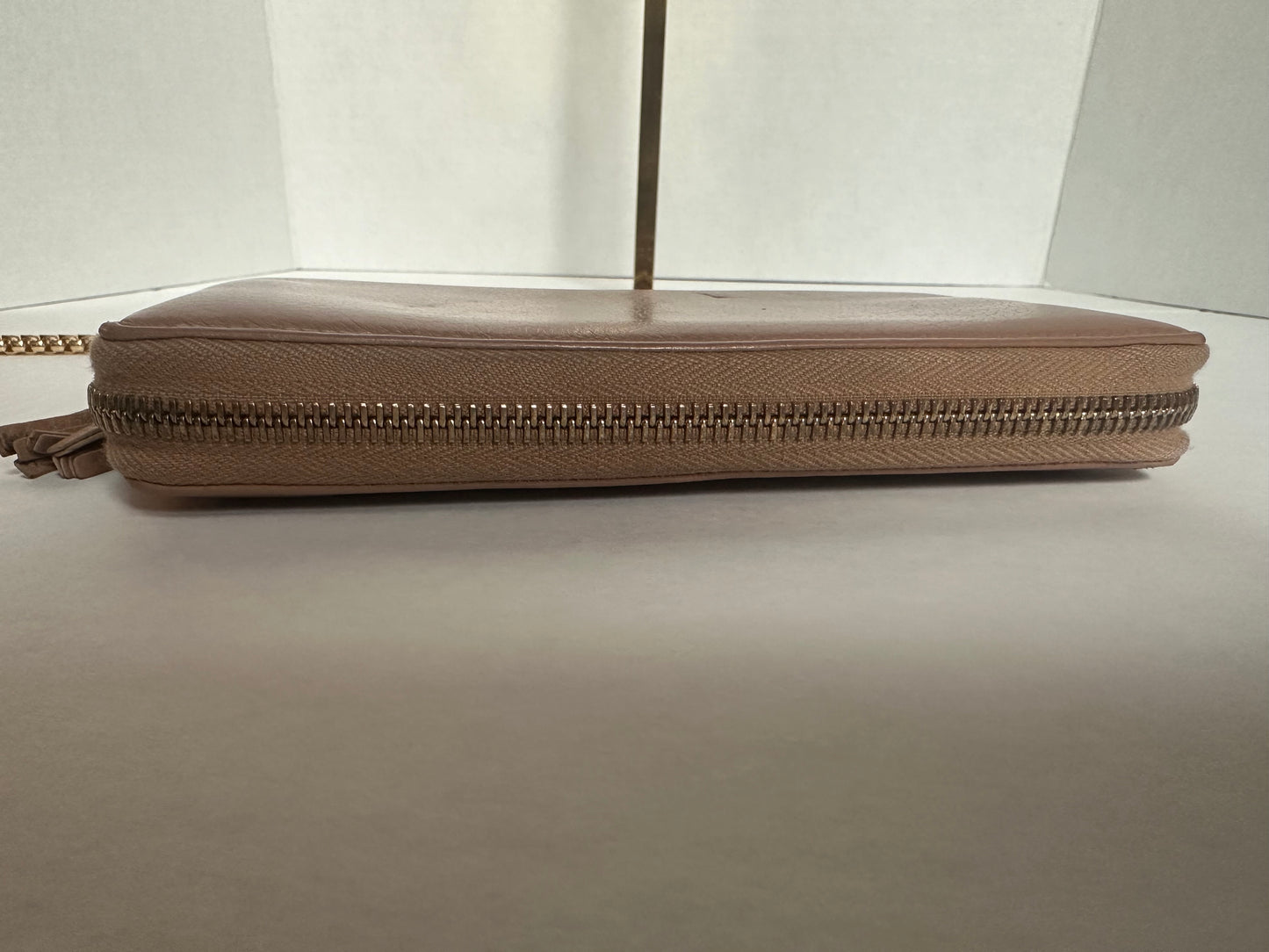 Gucci Soho Leather Long Zip Around Wallet Beige