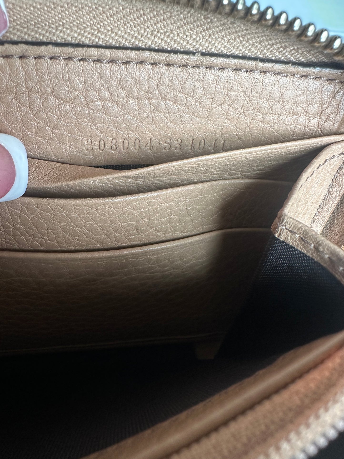 Gucci Soho Leather Long Zip Around Wallet Beige