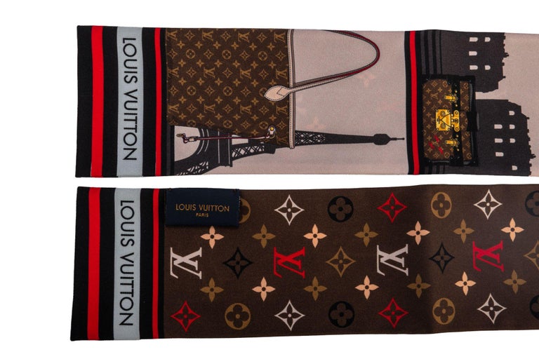 LOUIS VUITTON Silk Monogram Skyline Bandeau Marron