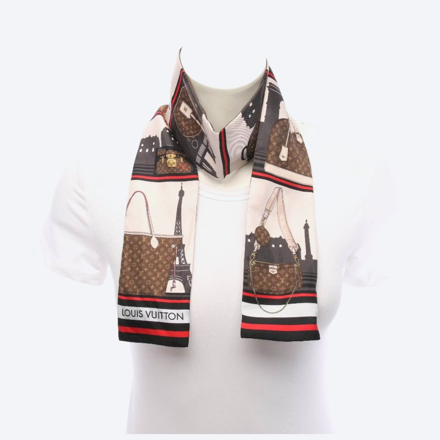 LOUIS VUITTON Silk Monogram Skyline Bandeau Marron
