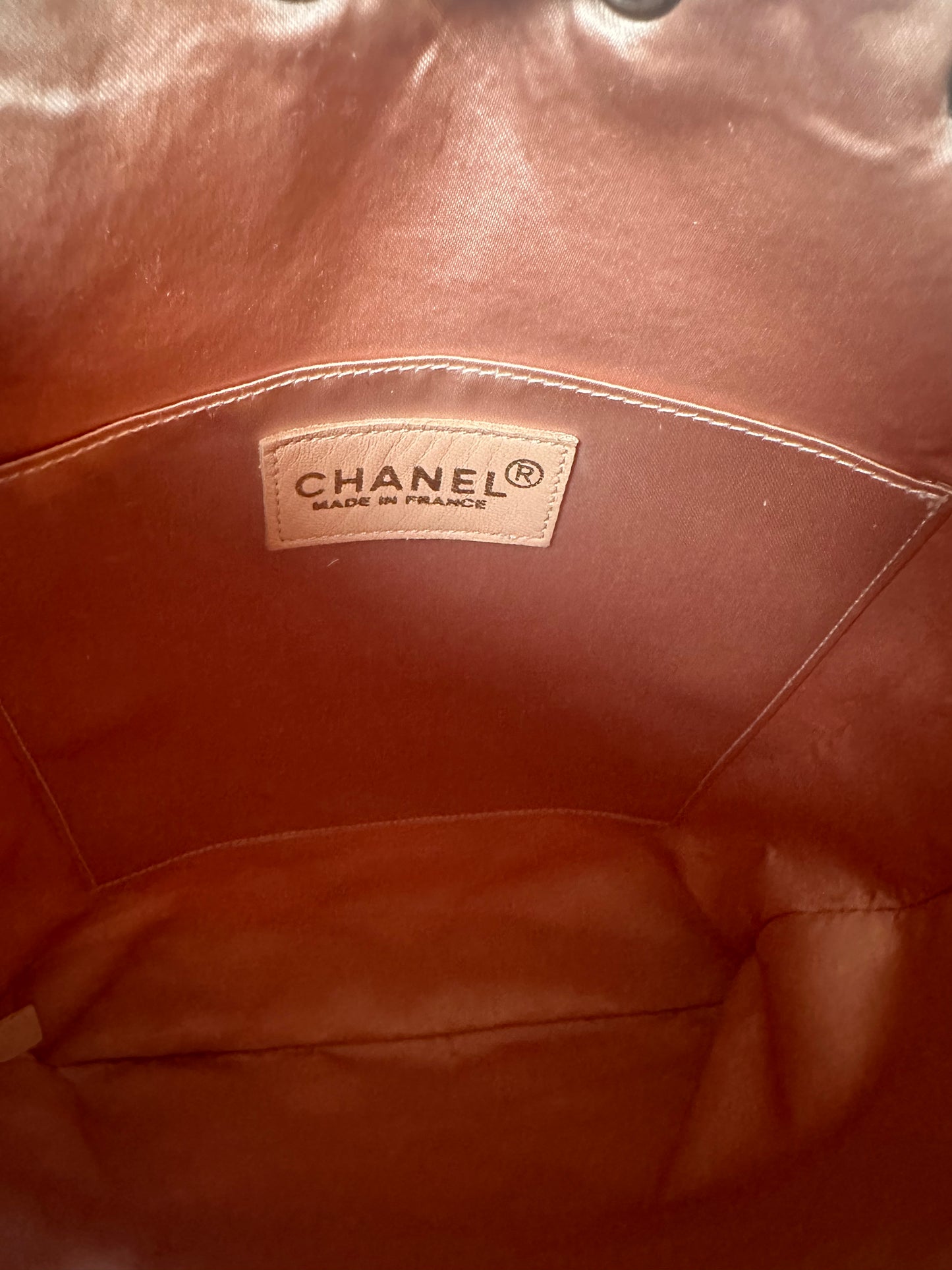 Chanel Vintage Quilted Satin and Suede Drawstring Backpack
