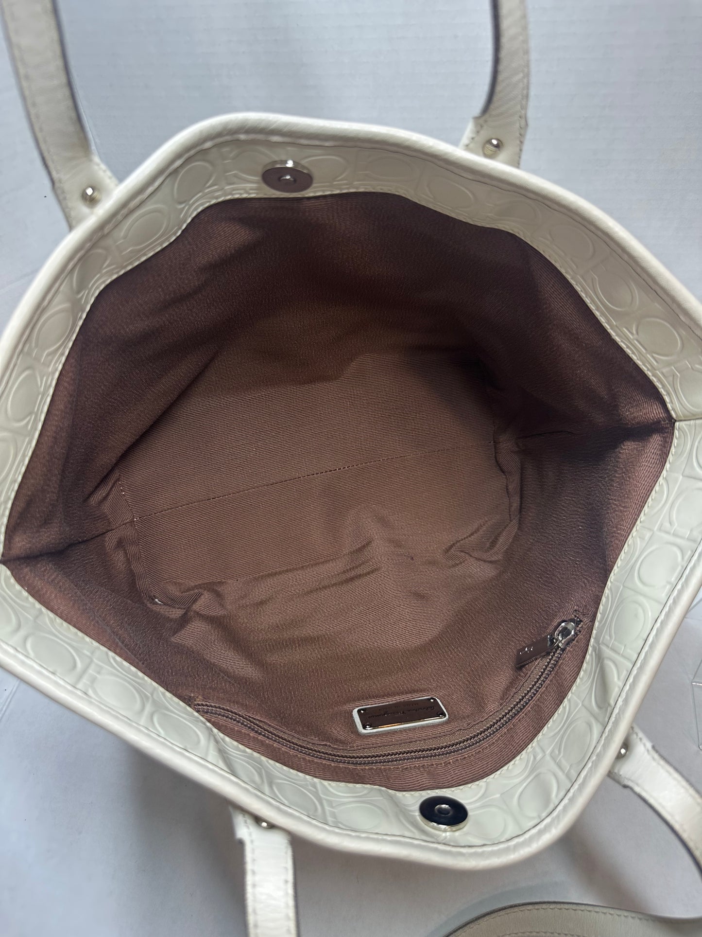 Available Ferragamo Gancini Embossed Leather Tote Bag