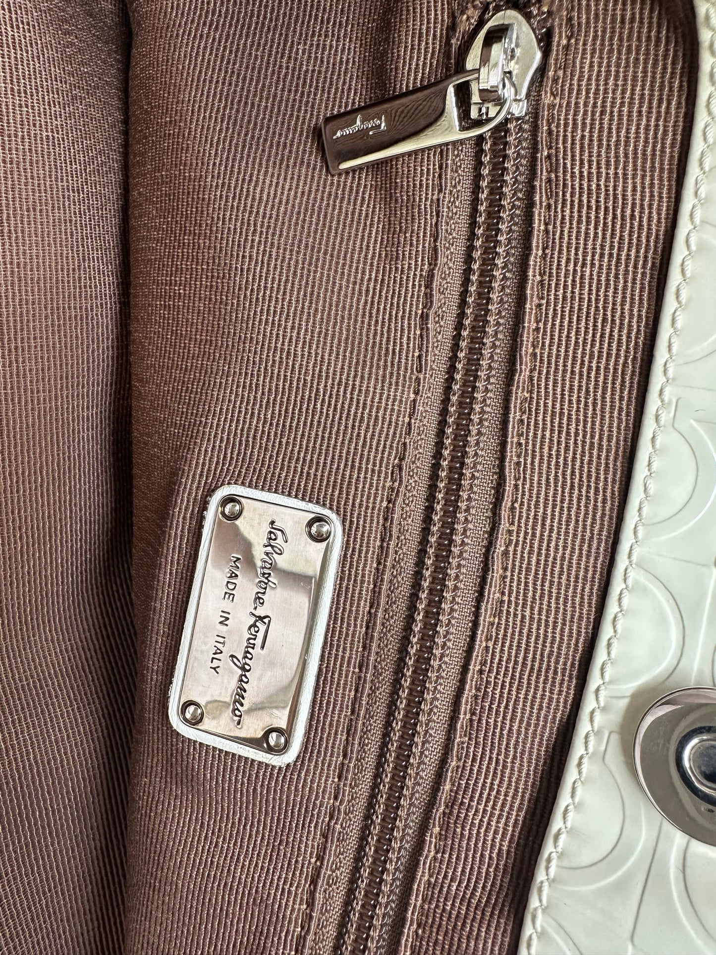 Available Ferragamo Gancini Embossed Leather Tote Bag