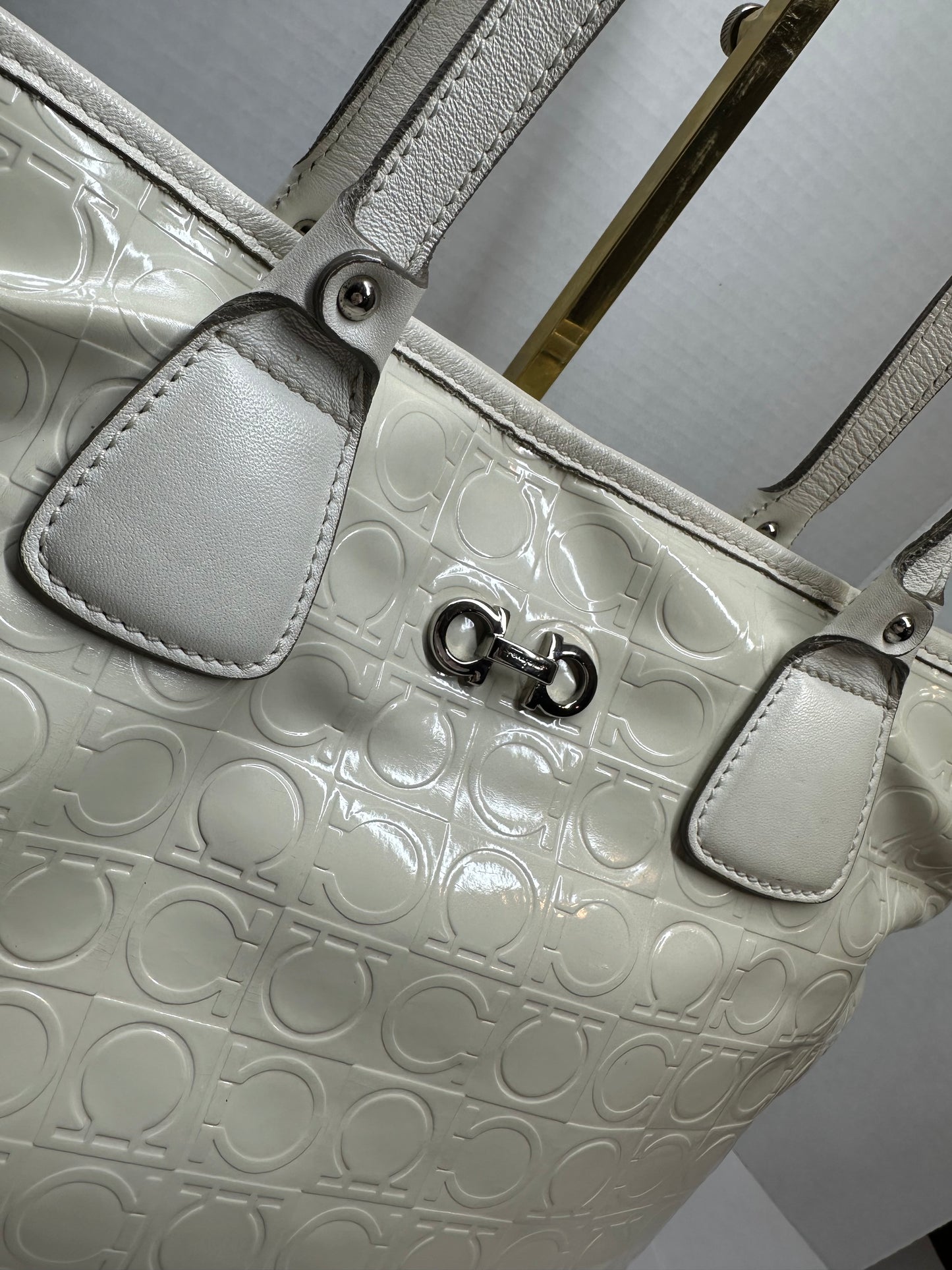 Available Ferragamo Gancini Embossed Leather Tote Bag