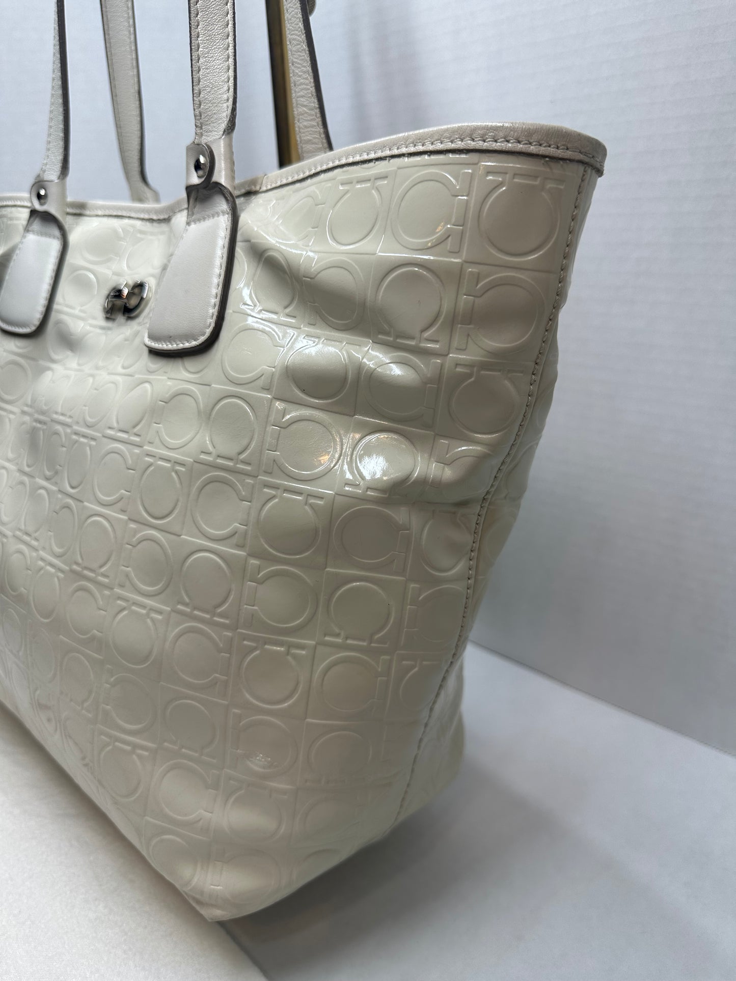 Available Ferragamo Gancini Embossed Leather Tote Bag