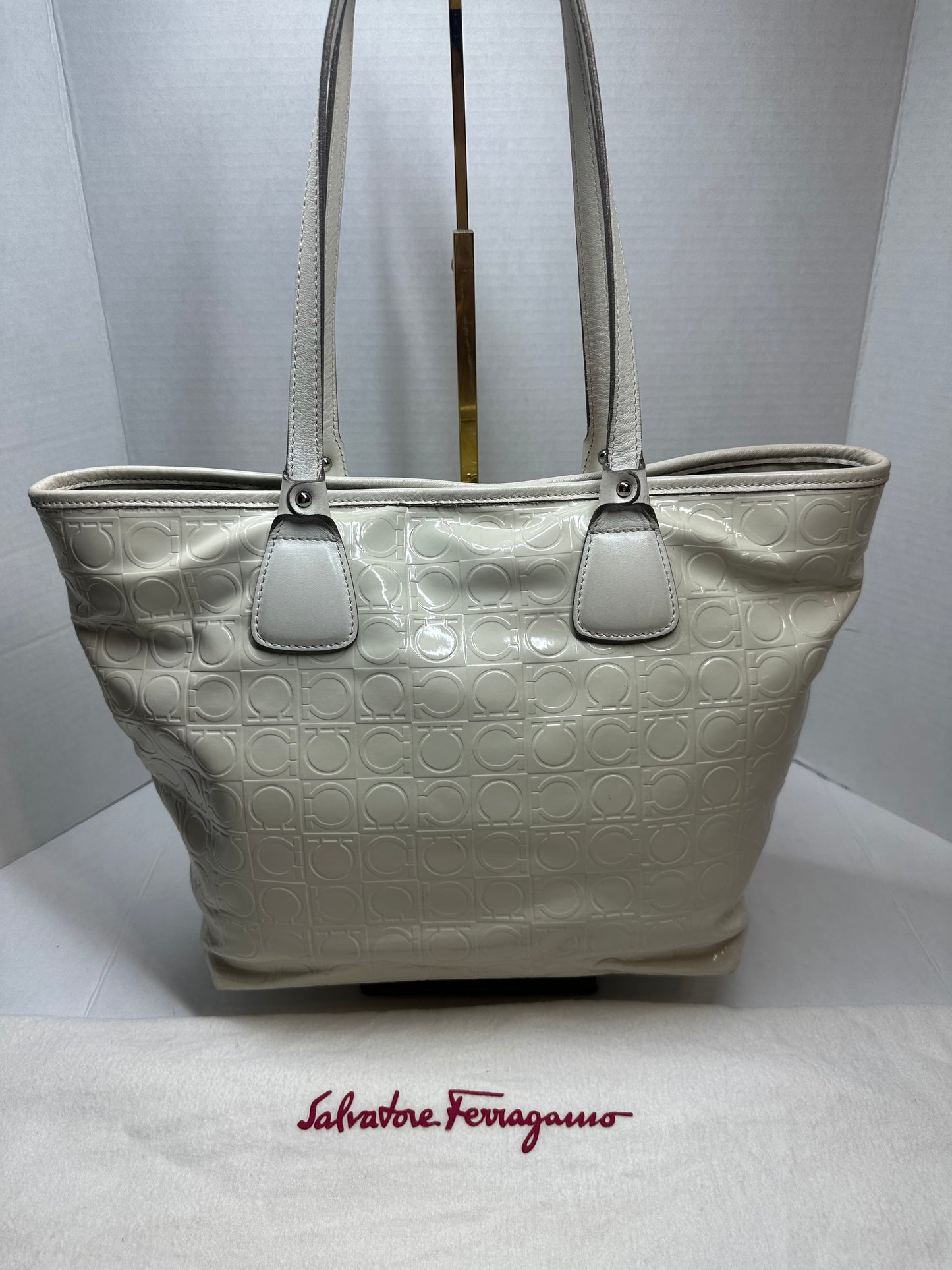 Available Ferragamo Gancini Embossed Leather Tote Bag