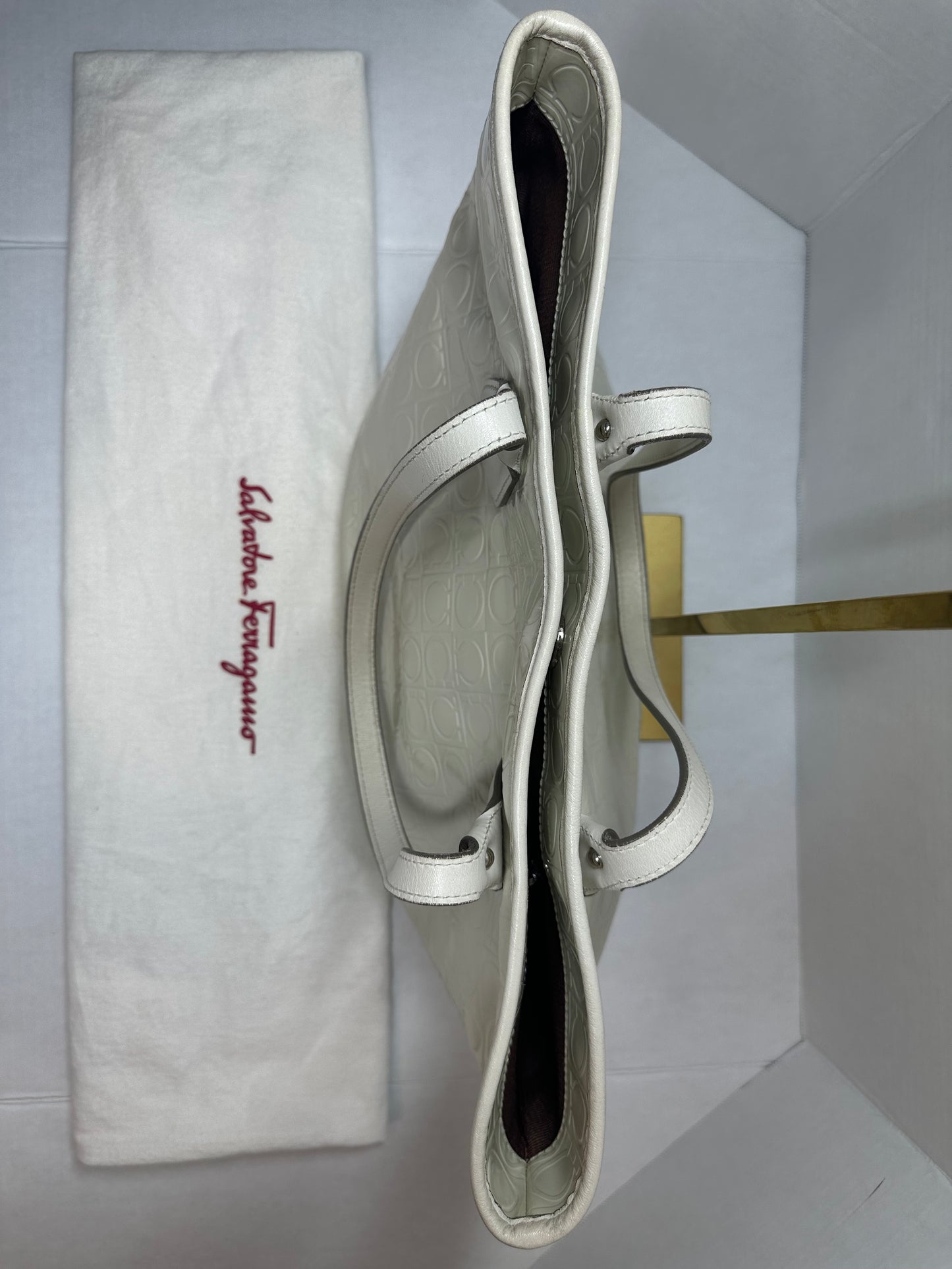 Available Ferragamo Gancini Embossed Leather Tote Bag