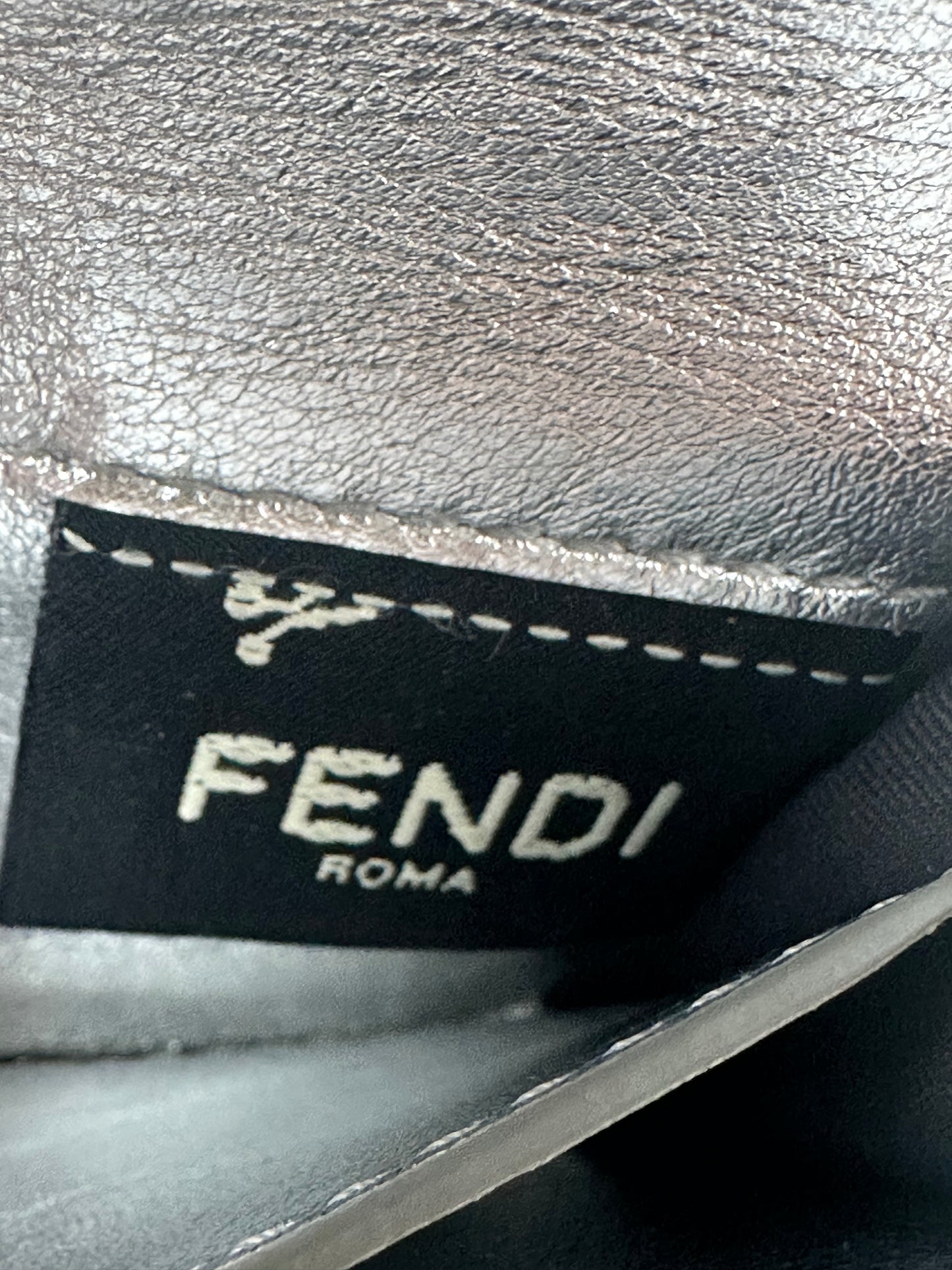 FENDI Card Case leather Silver-full set