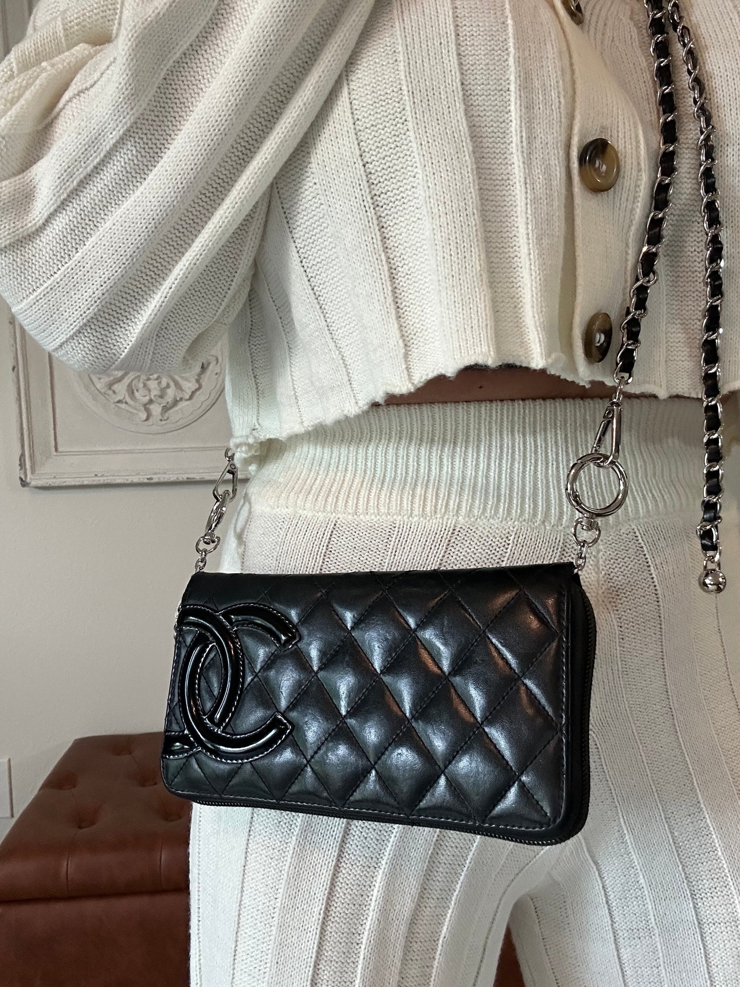 Chanel Cambon Line Lambskin coco long wallet