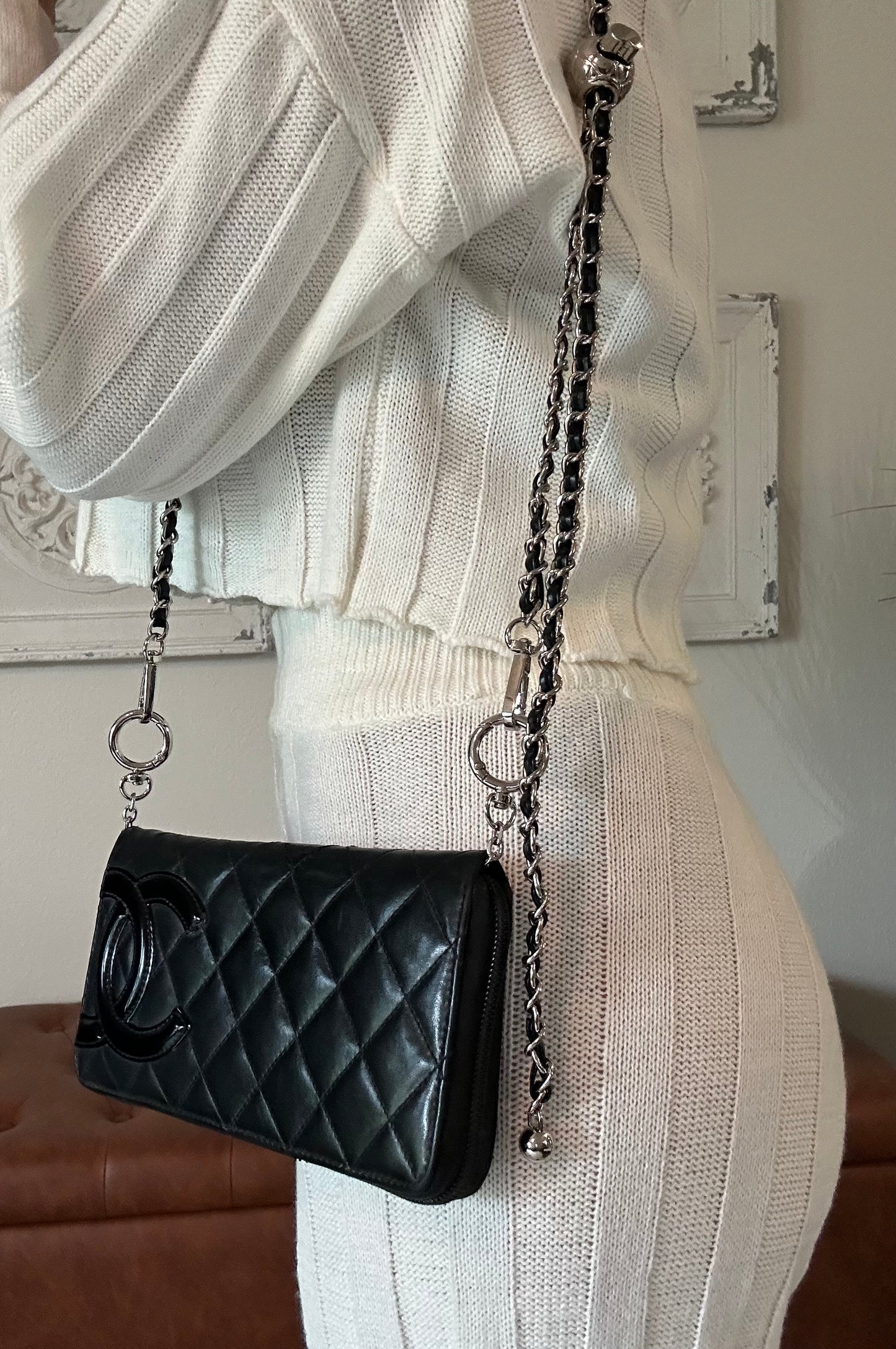 Chanel Cambon Line Lambskin coco long wallet
