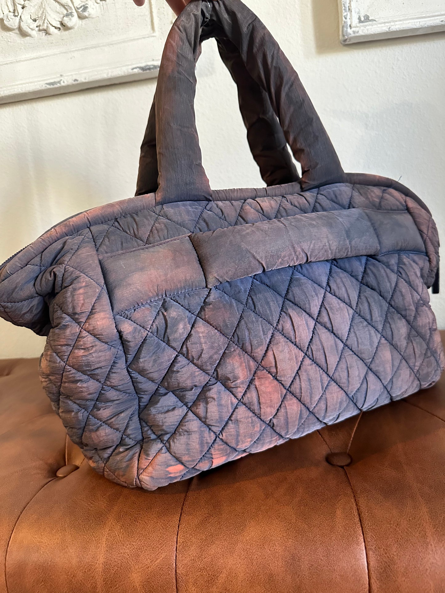 CHANEL Cococoon puffy Quilted Tote Bag Handbag Boston Nylon Leather