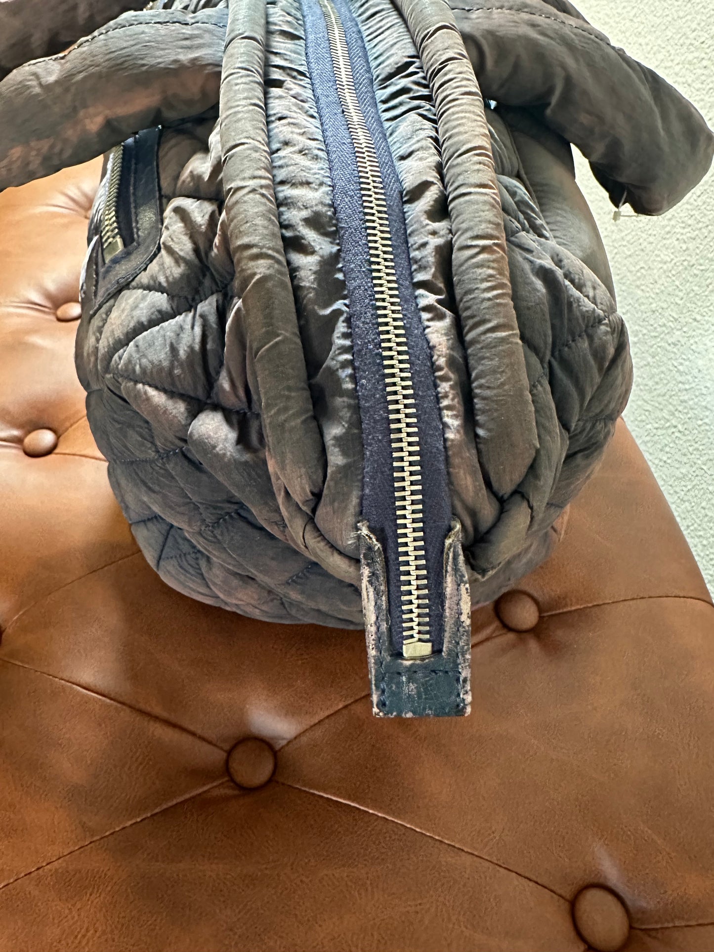 CHANEL Cococoon puffy Quilted Tote Bag Handbag Boston Nylon Leather
