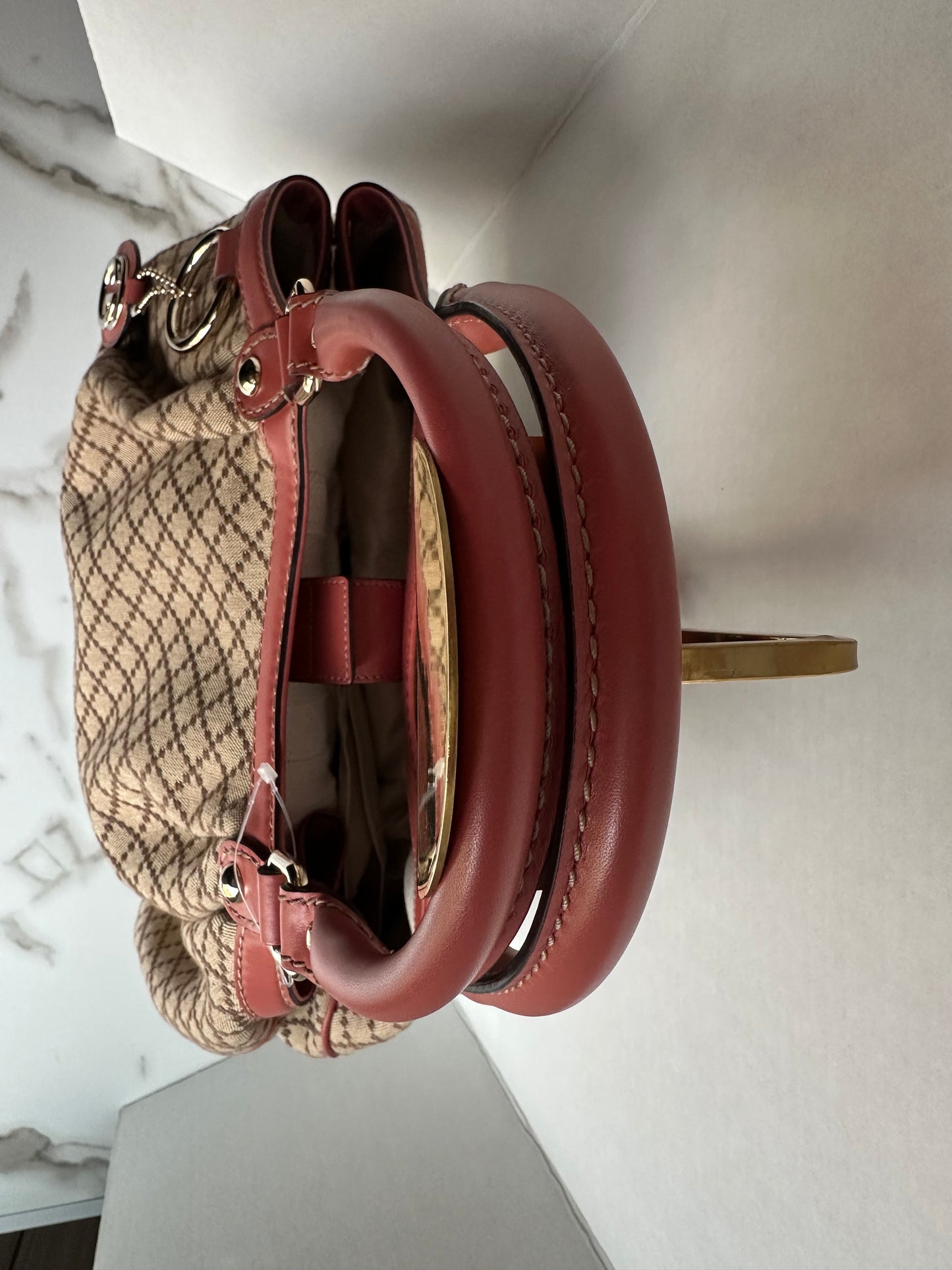 Gucci Diamante Sukey Canvas Tote Bag Brown