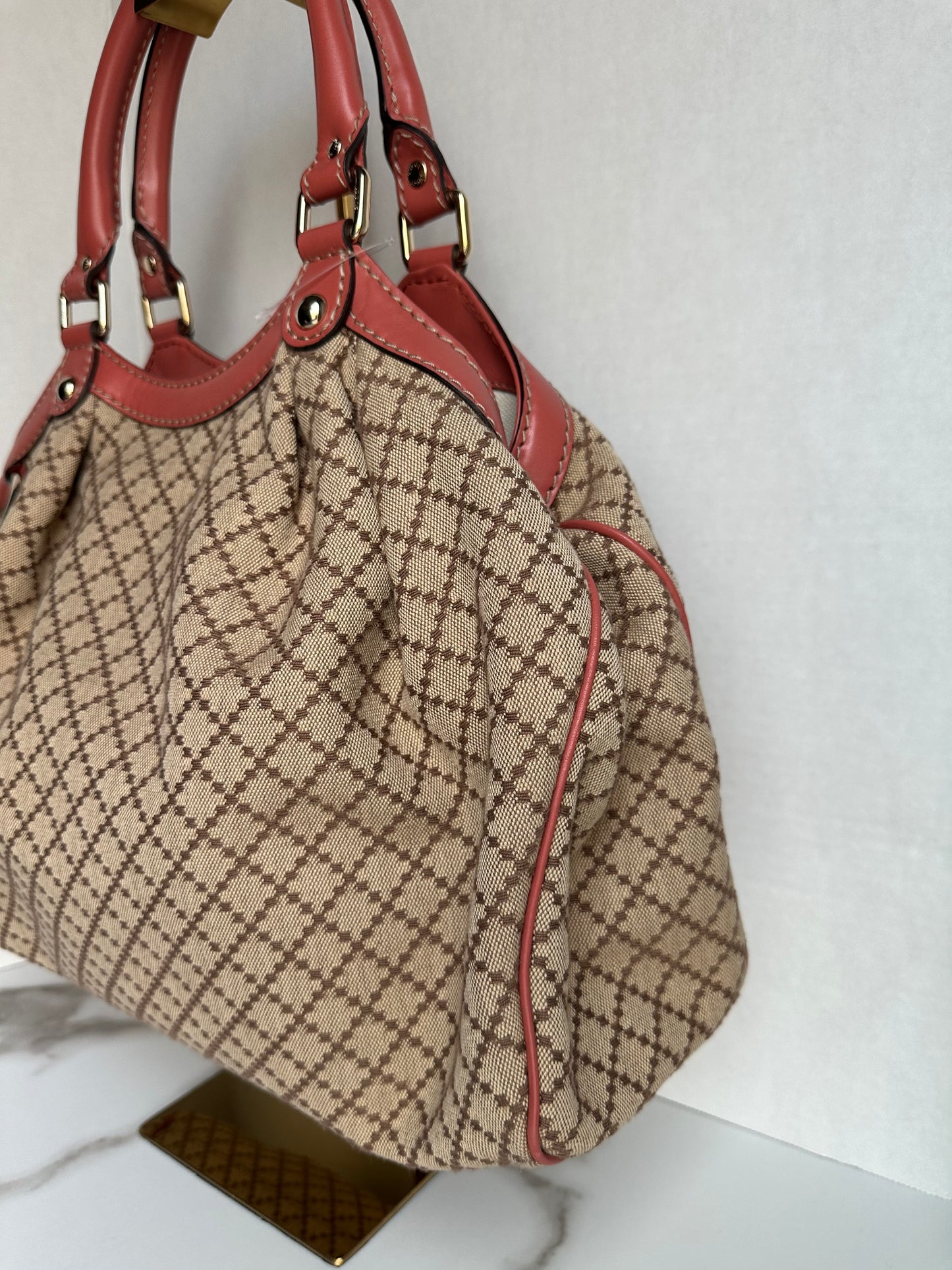 Gucci Diamante Sukey Canvas Tote Bag Brown