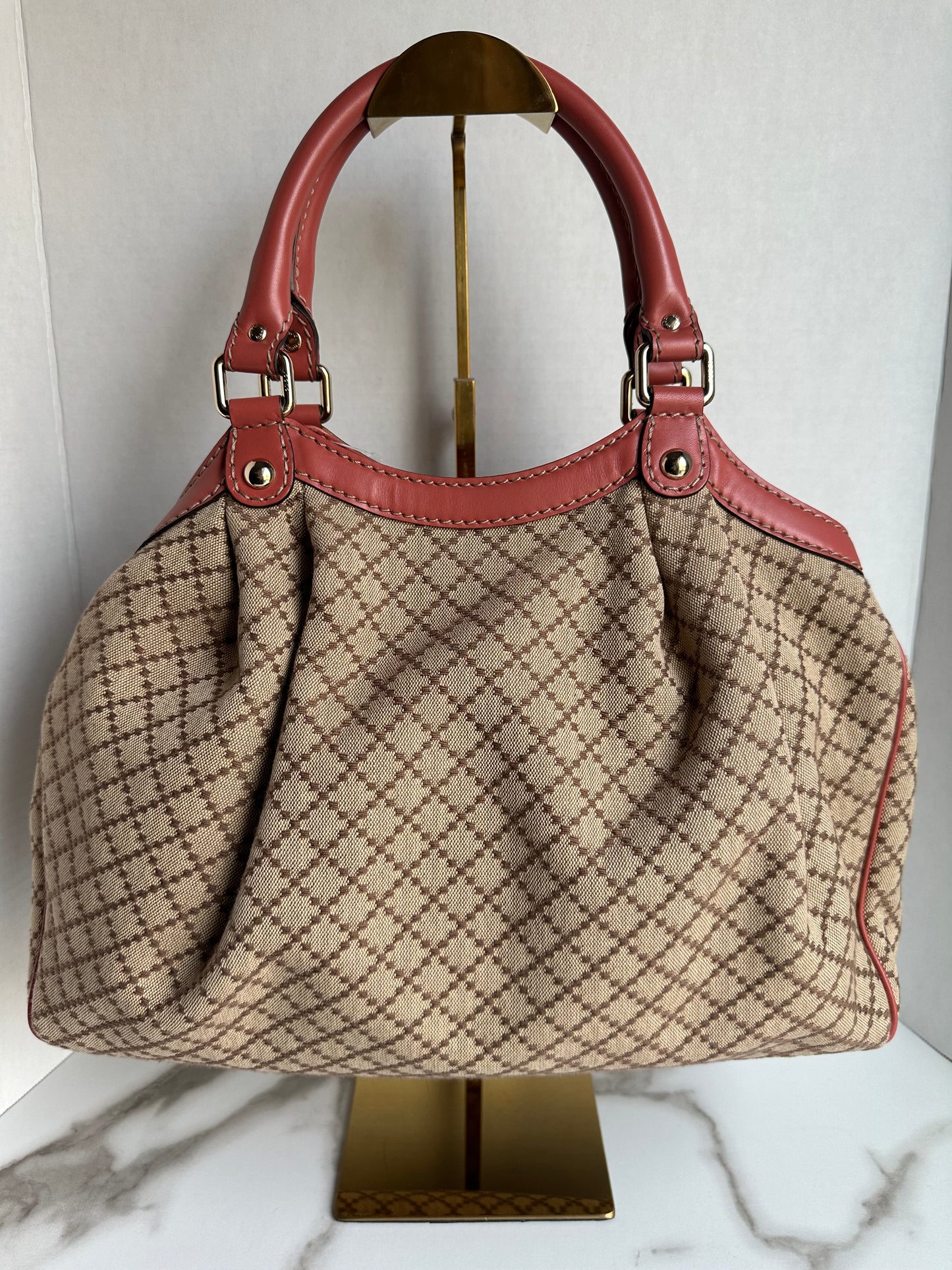 Gucci Diamante Sukey Canvas Tote Bag Brown