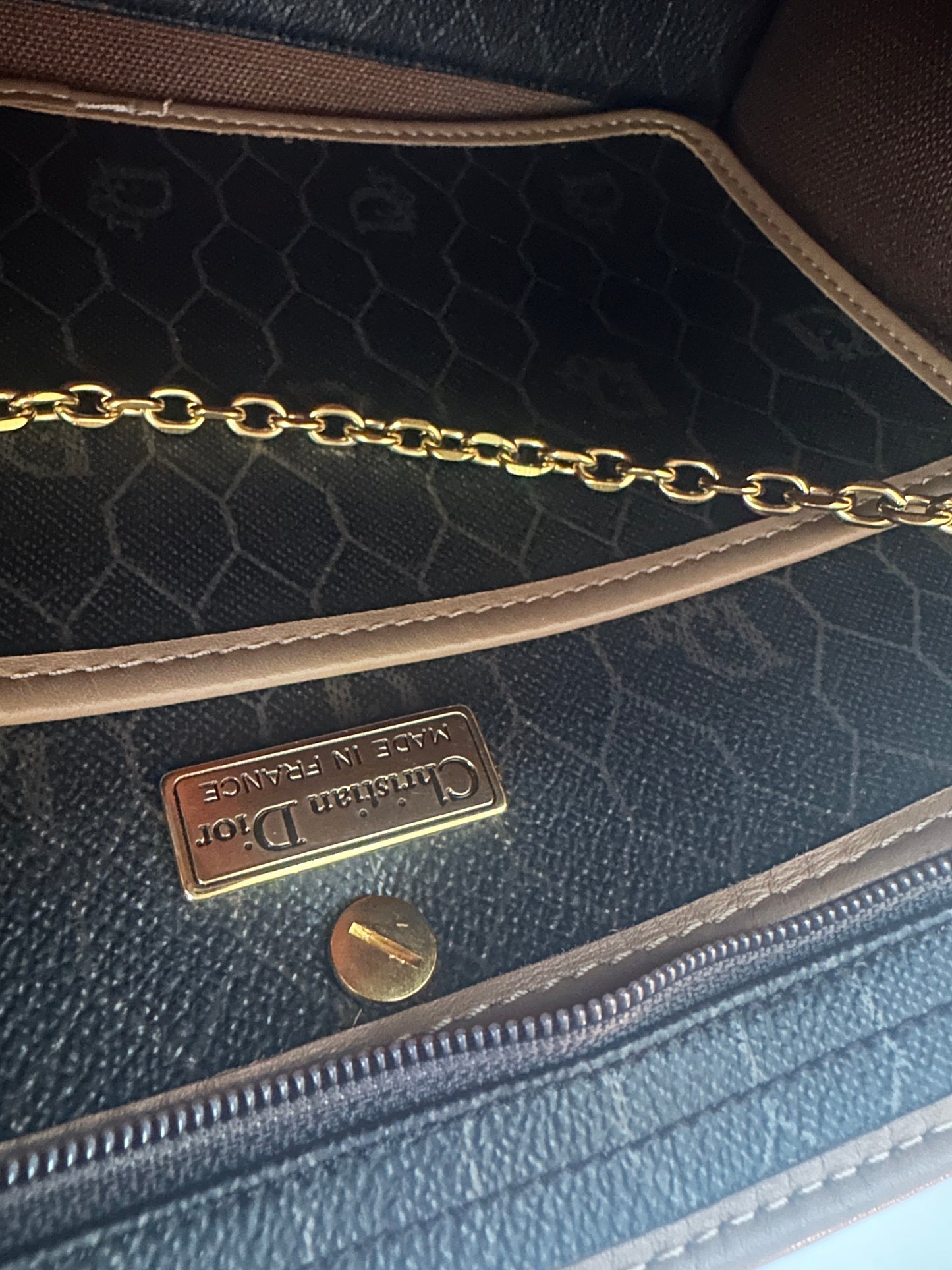 CHRISTIAN DIOR Honeycomb Canvas Clutch Bag PVC. Shoulder bag
