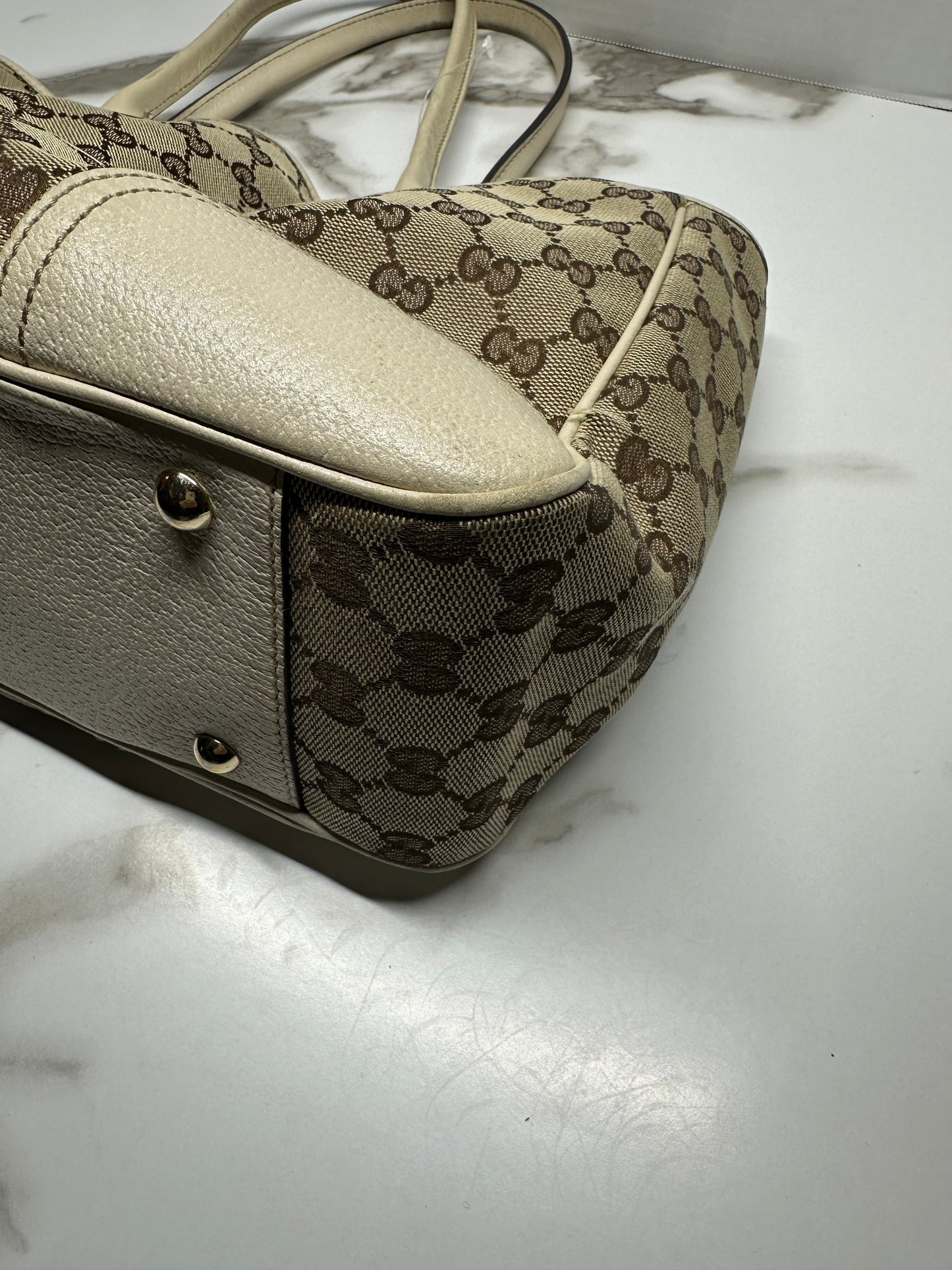 Gucci Princy Web Sherry Line Canvas Leather Tote