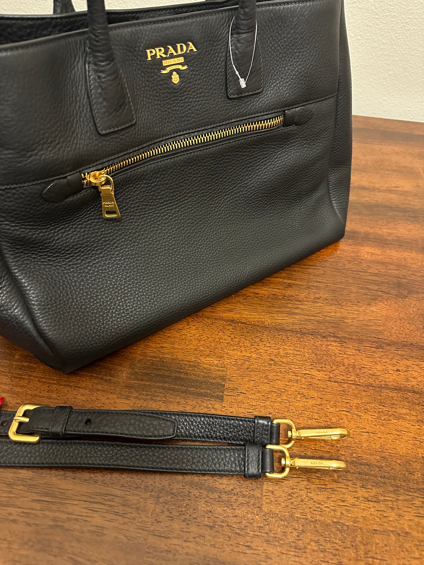 Prada Front Pocket Convertible Tote Vitello Daino Medium