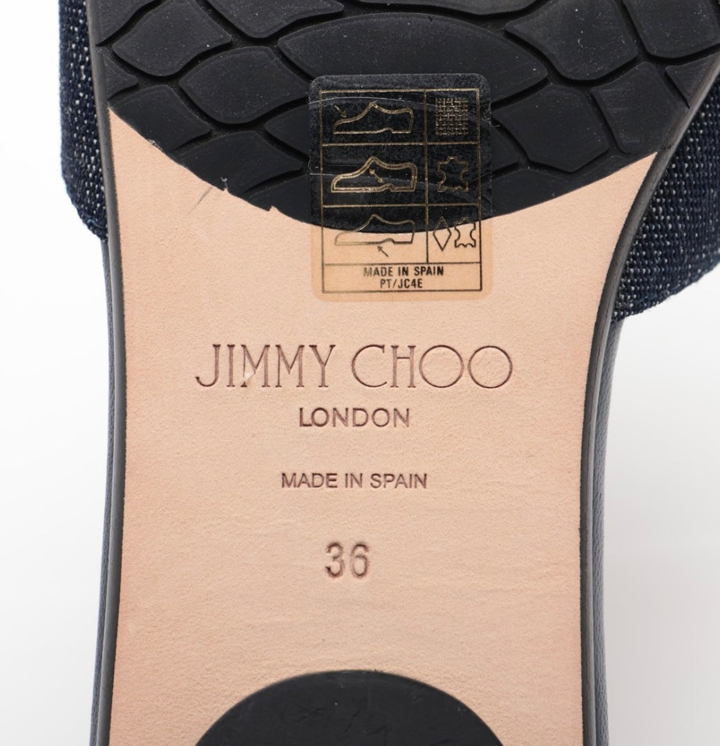 Jimmy Choo Nanda Denim Slides In Dark Denim NWB 36