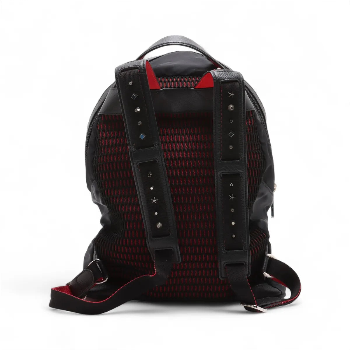 CHRISTIAN LOUBOUTIN Nylon Calfskin Love Backloubi Backpack Black