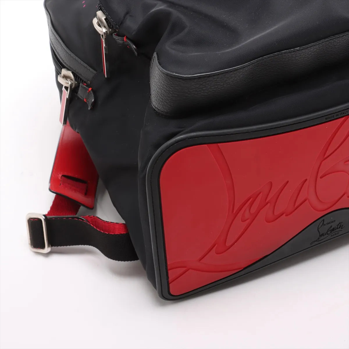 CHRISTIAN LOUBOUTIN Nylon Calfskin Love Backloubi Backpack Black