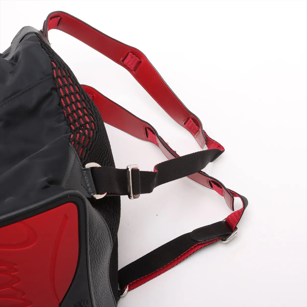 CHRISTIAN LOUBOUTIN Nylon Calfskin Love Backloubi Backpack Black