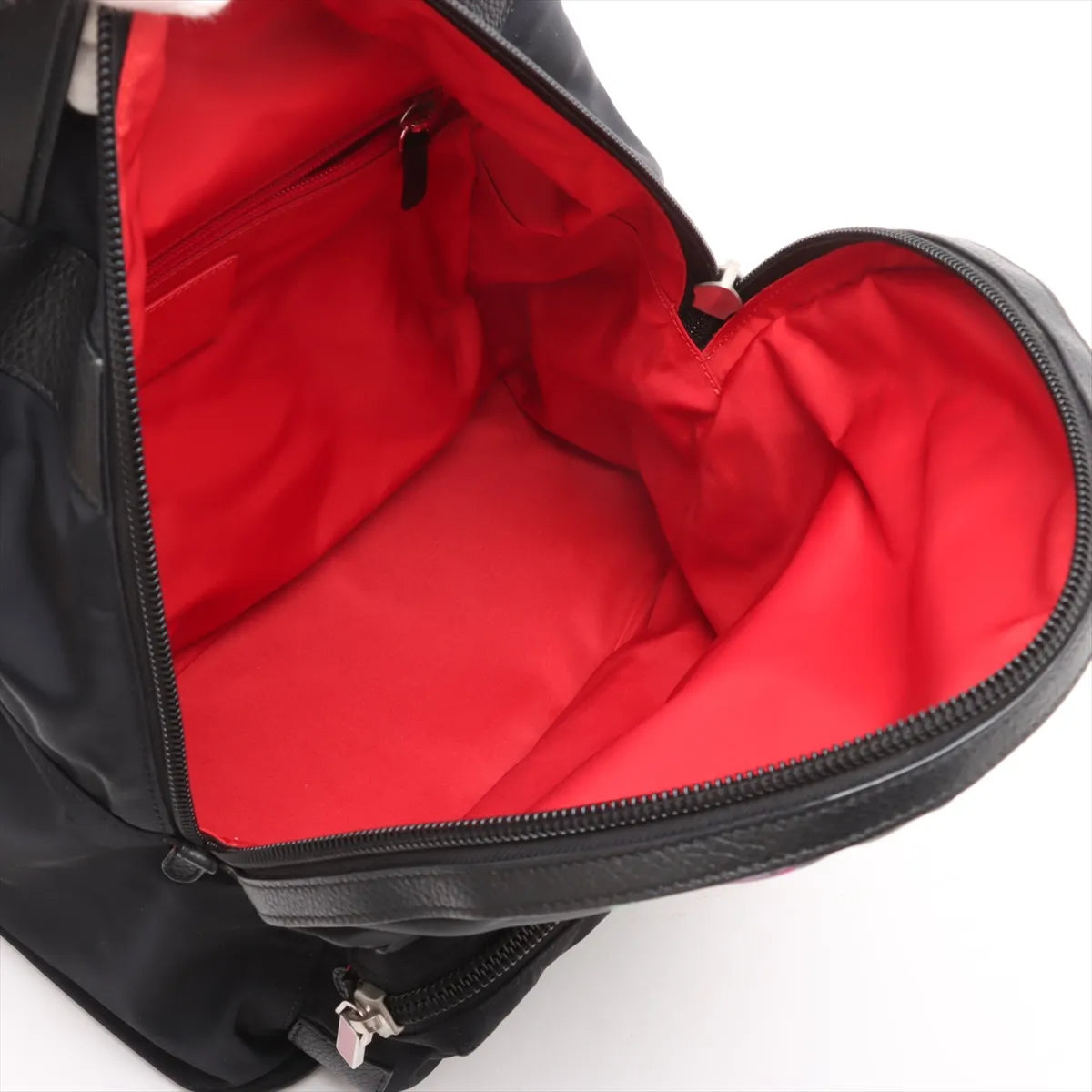 CHRISTIAN LOUBOUTIN Nylon Calfskin Love Backloubi Backpack Black