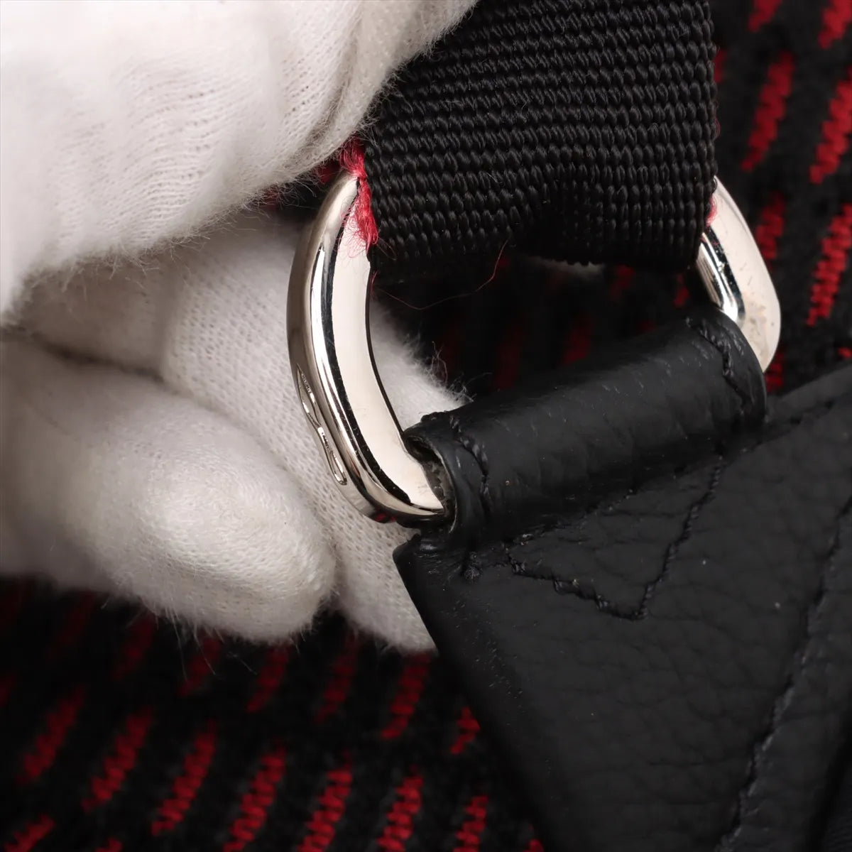 CHRISTIAN LOUBOUTIN Nylon Calfskin Love Backloubi Backpack Black
