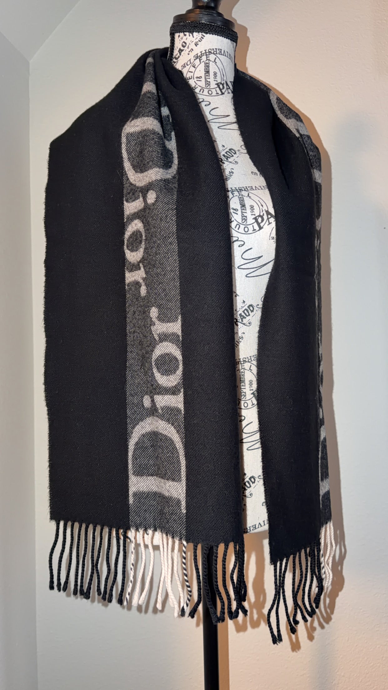 Available Christian Dior Cashmere Stole Muffler Shawl Logo