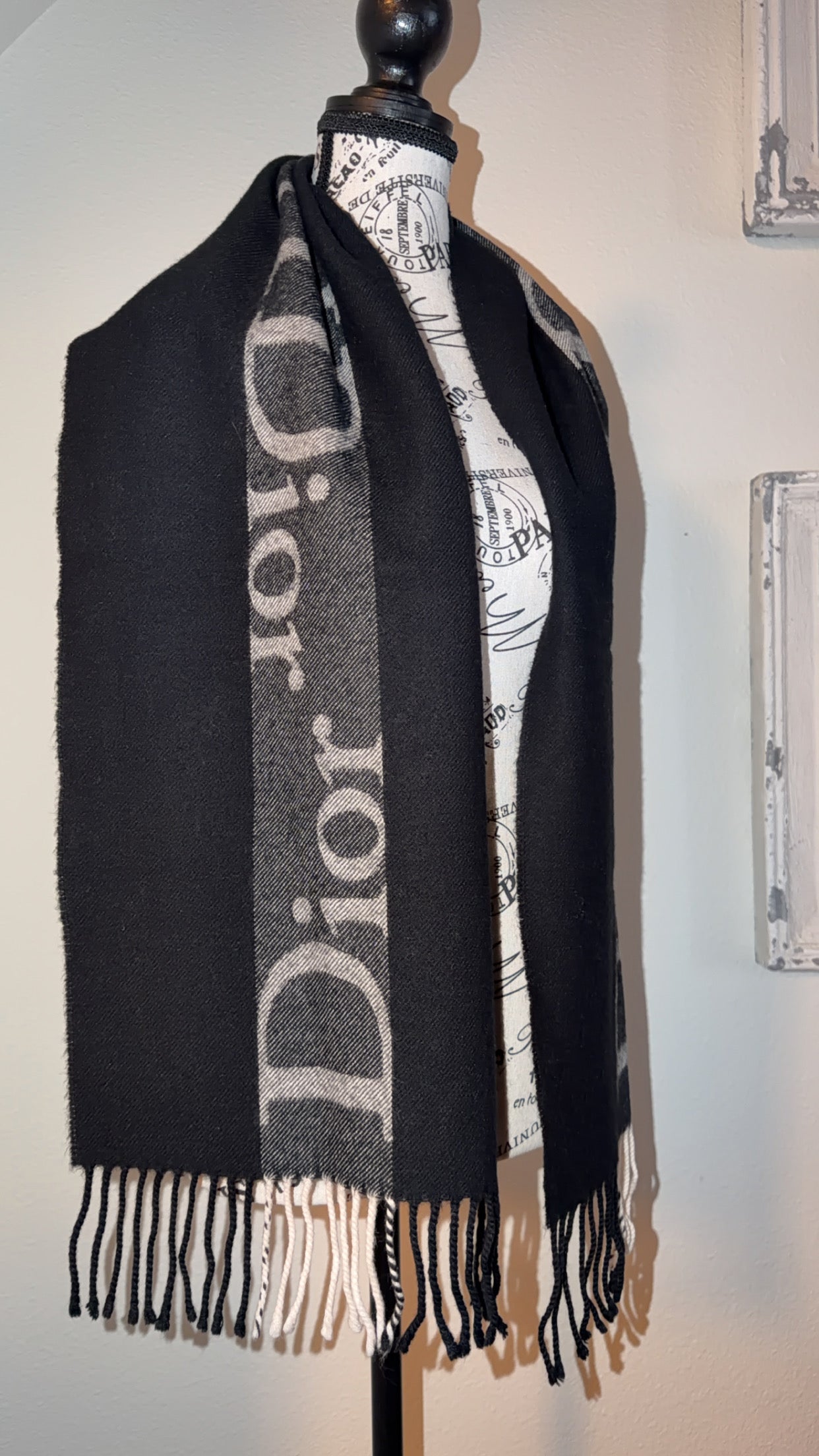 Available Christian Dior Cashmere Stole Muffler Shawl Logo
