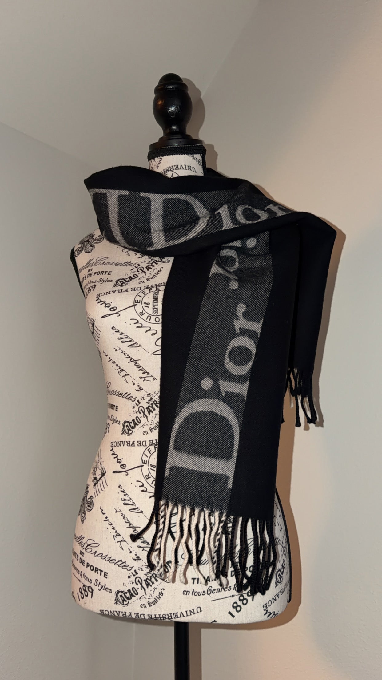 Available Christian Dior Cashmere Stole Muffler Shawl Logo
