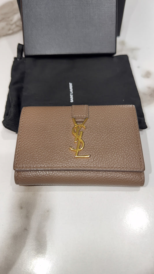 Available SAINT LAURENT Grained Calfskin Monogram Key Case YSL