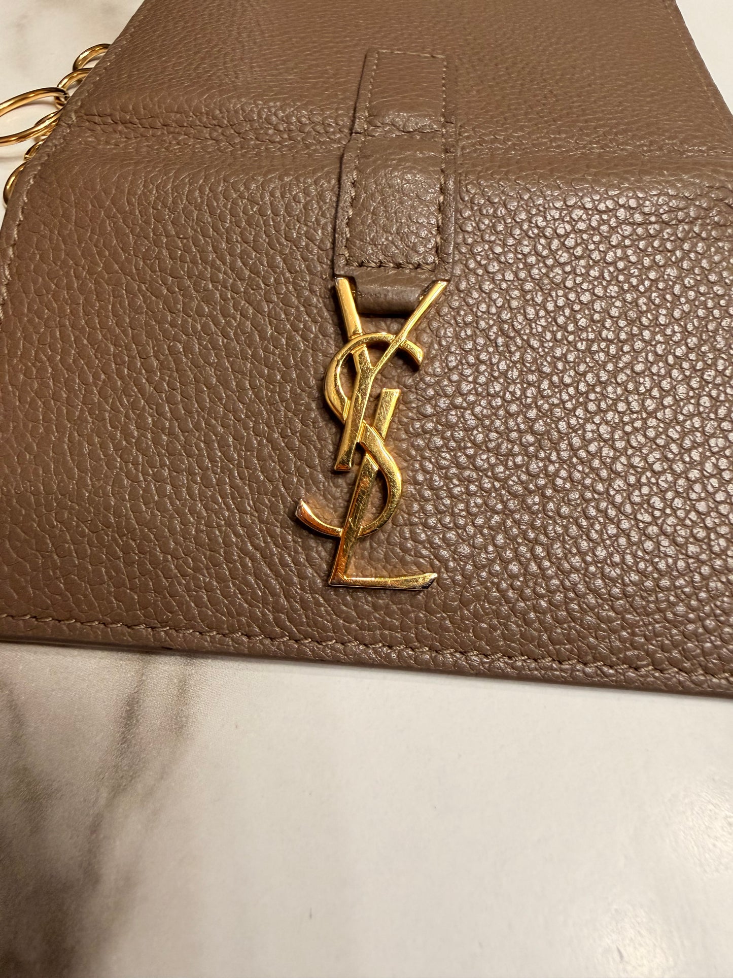 Available SAINT LAURENT Grained Calfskin Monogram Key Case YSL