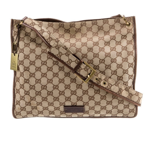 GUCCI GG Canvas Leather crossbody Shoulder Bag