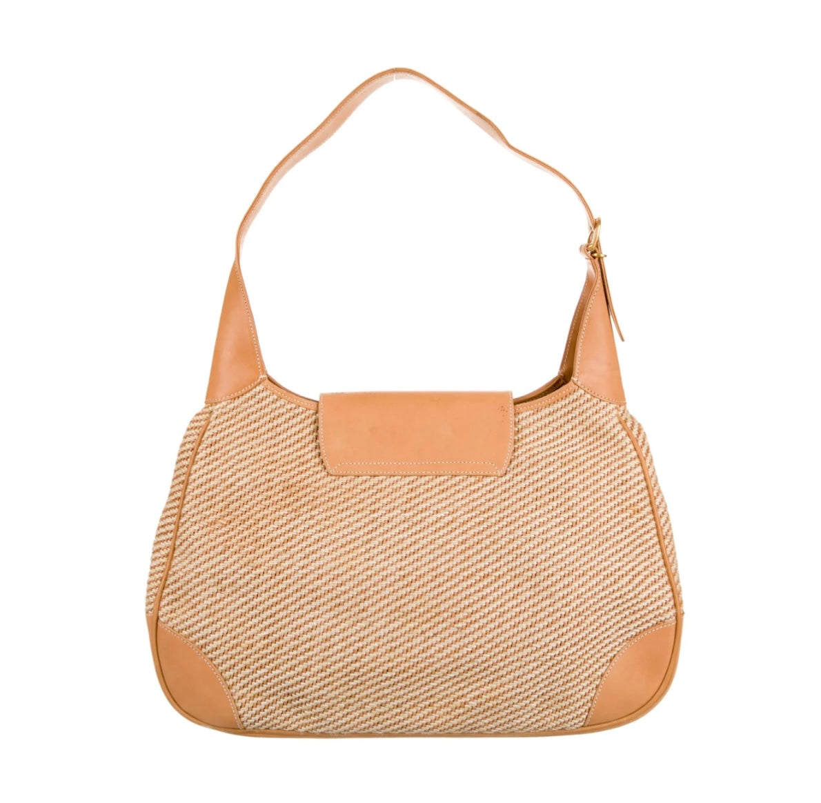 Gucci raffia jackie hobo bag with piston lock closure. Large