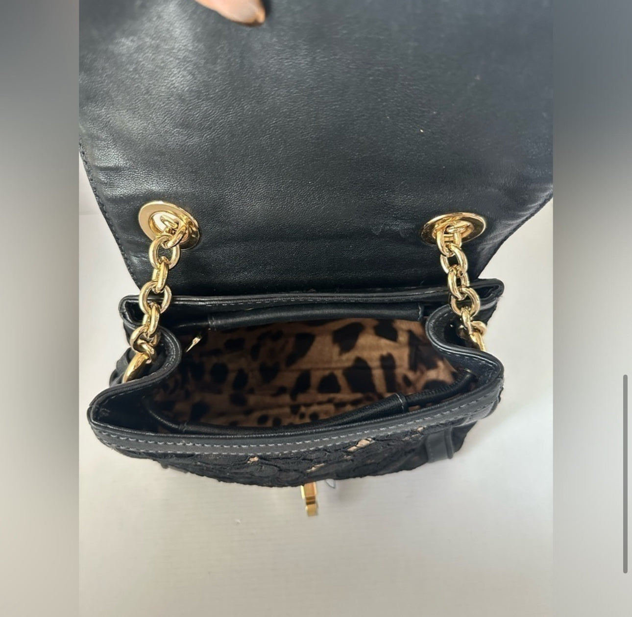 Dolce & Gabbana Black/Beige Lace and Leather Miss Dolce Top Handle Bag SMALL