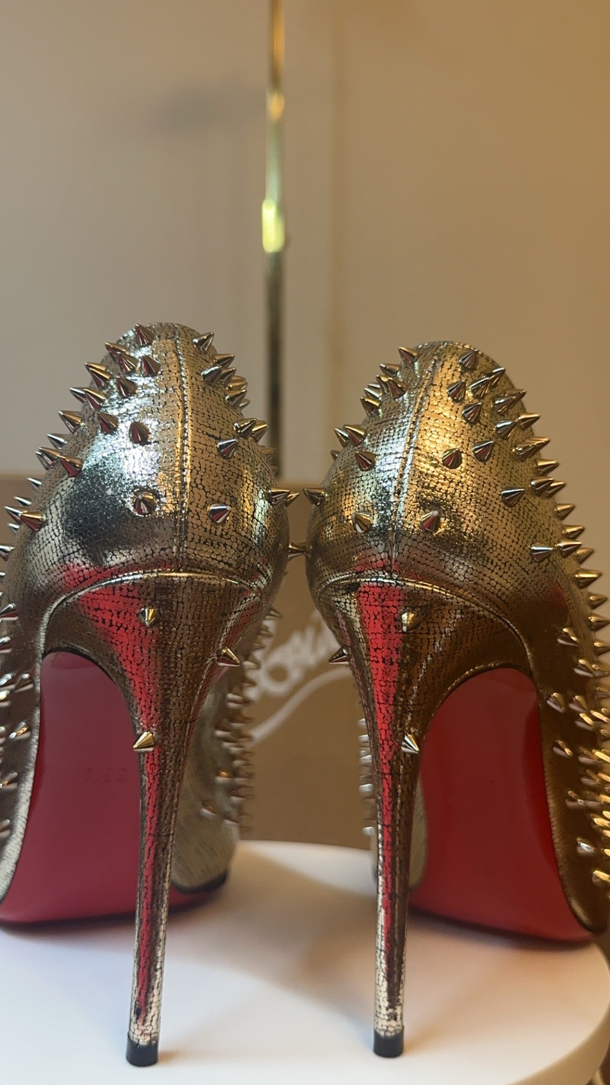 Christian Louboutin Escarpic 100 mm Spiked Pump gold