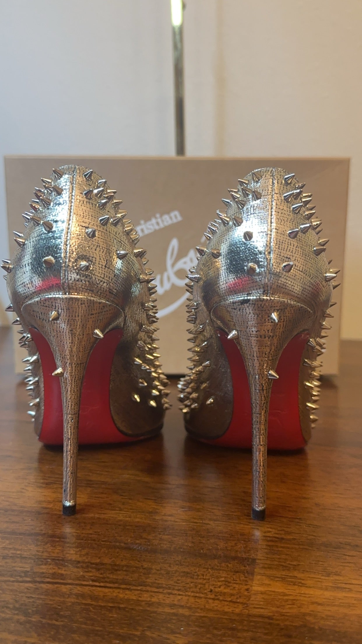 Christian Louboutin Escarpic 100 mm Spiked Pump gold