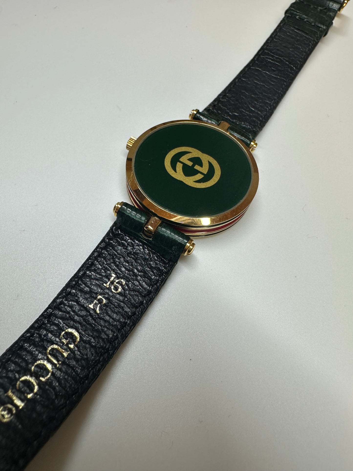 Gucci Ladies Watch Quartz Sherry Green Leather Belt