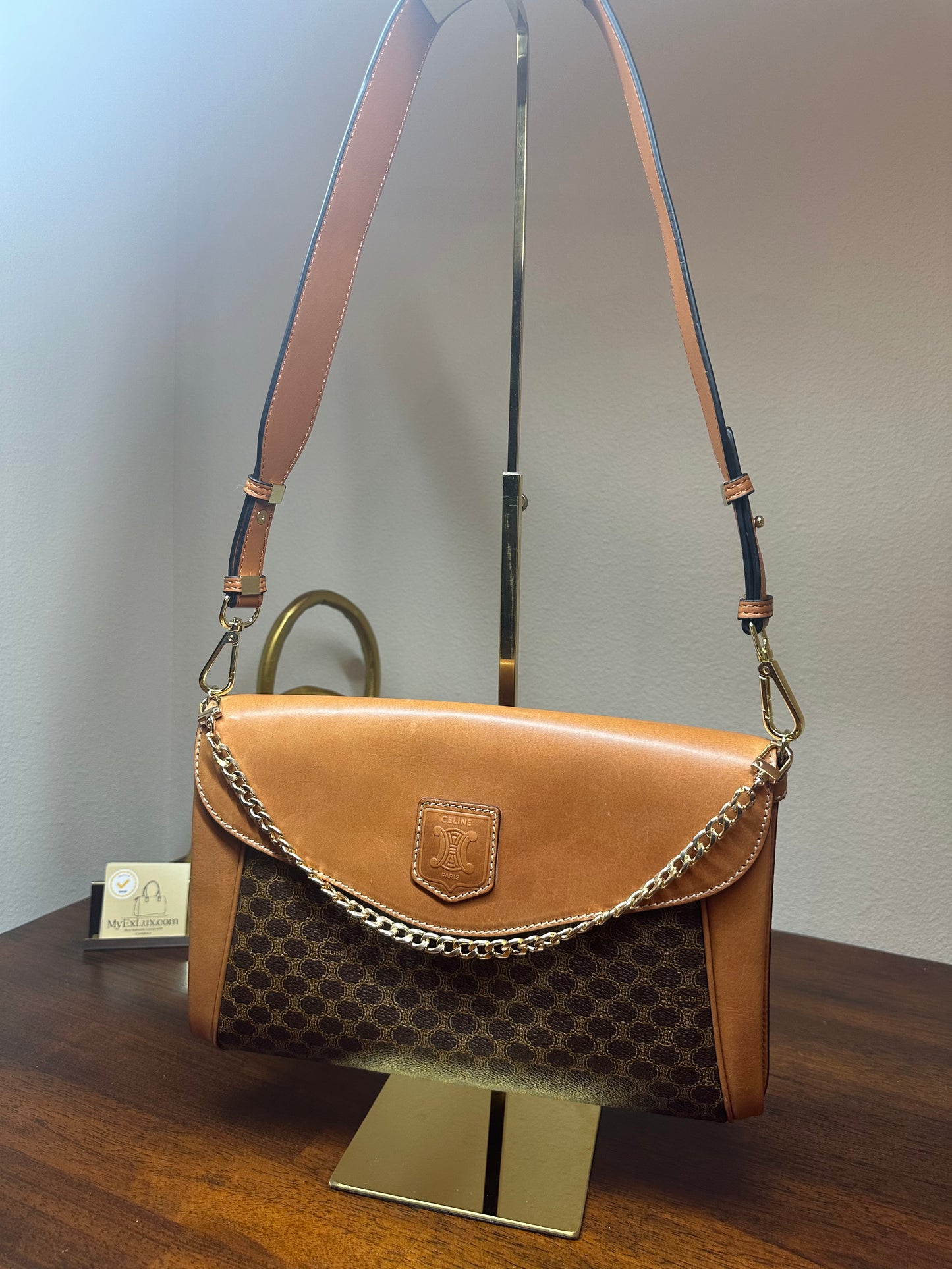 Celine Leather Macadam shoulder bag/clutch