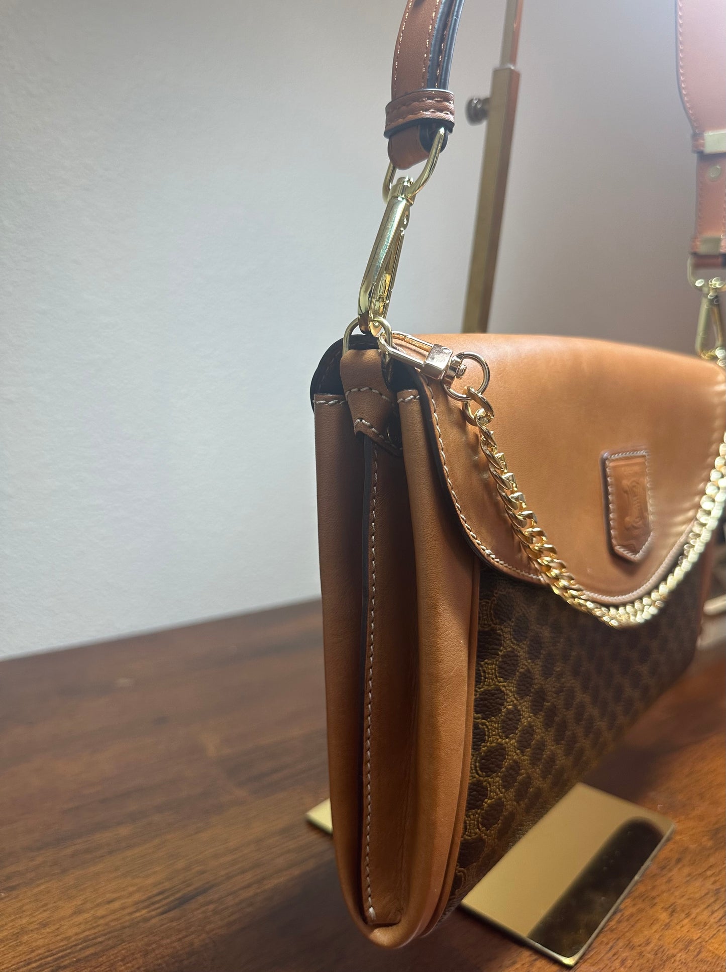 Celine Leather Macadam shoulder bag/clutch