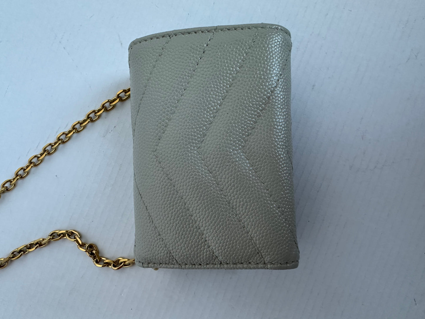 Yves Saint Laurent Cassandra Wallet Caviar Tri- fold Small Wallet on chain