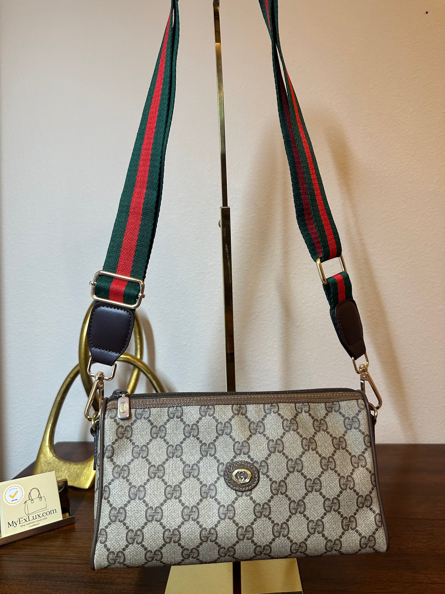 GUCCI Vintage GG Canvas Shoulder Crossbody Bag