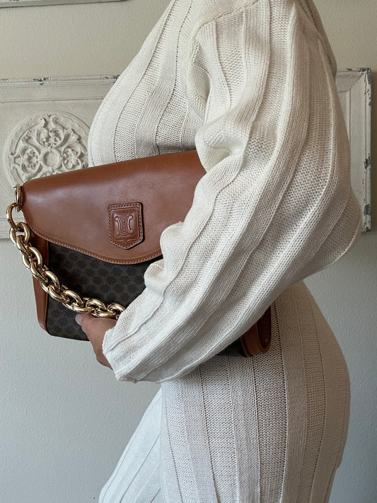 Celine Leather Macadam shoulder bag/clutch